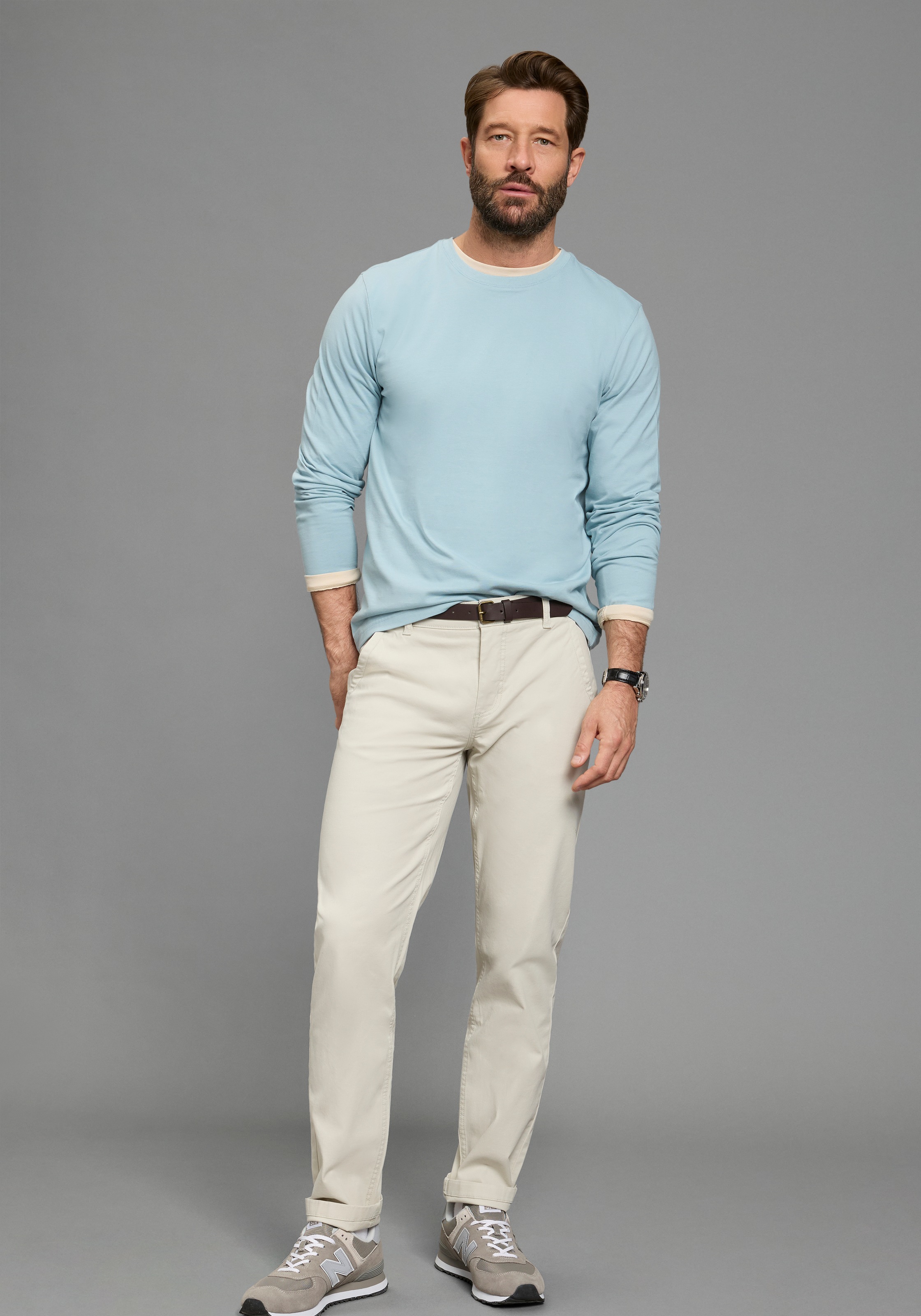 Man's World Langarmshirt »neue Farbe !« 3er-Pack,  Langarm,  unifarben,  aus Baumwolle,  im 3er-Pack