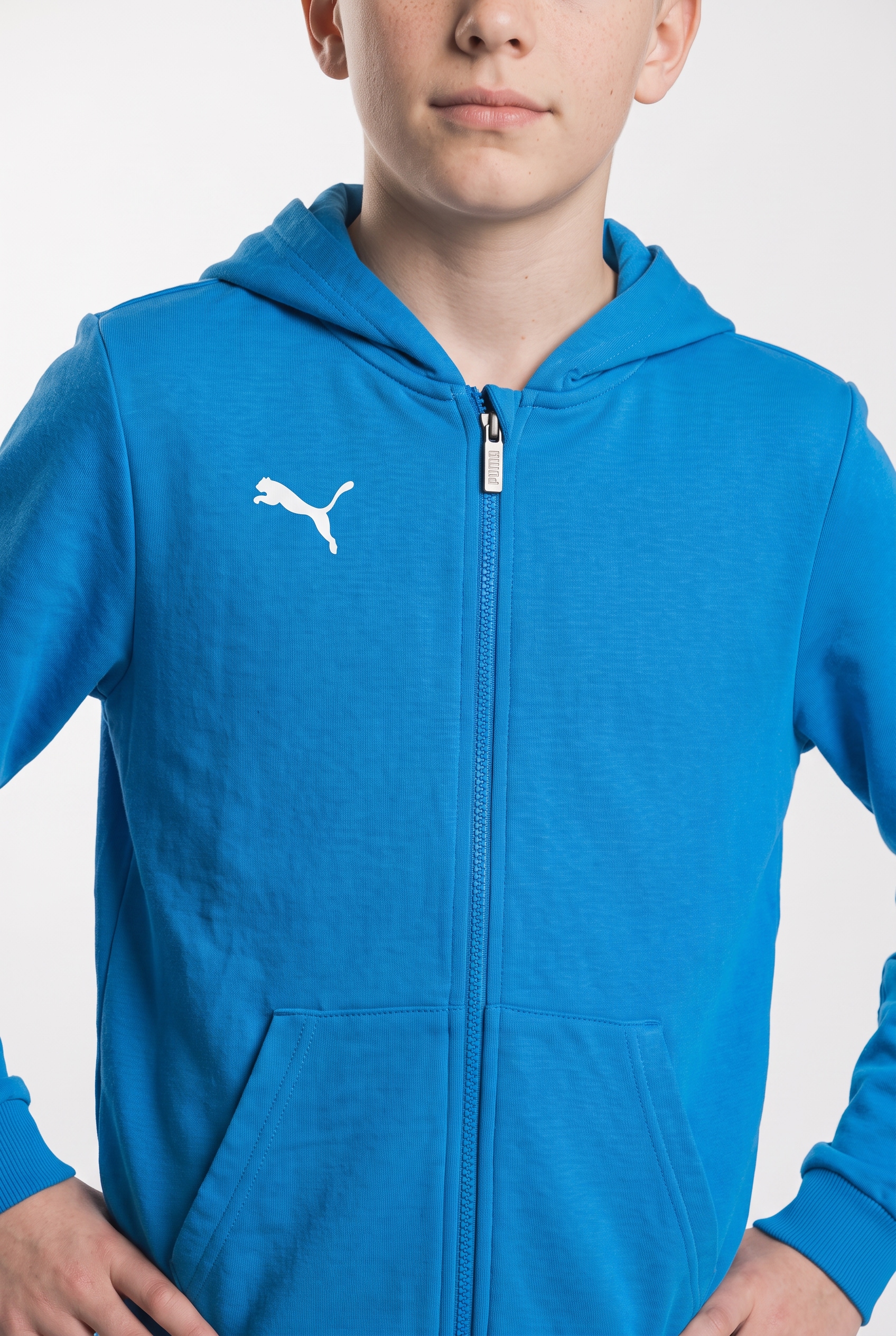 PUMA Kapuzensweatjacke »TEAMGOAL CASUALS HOODED JACKET JR« mit Kapuze, für Fußball, mit Reißverschluss, Regular Fit