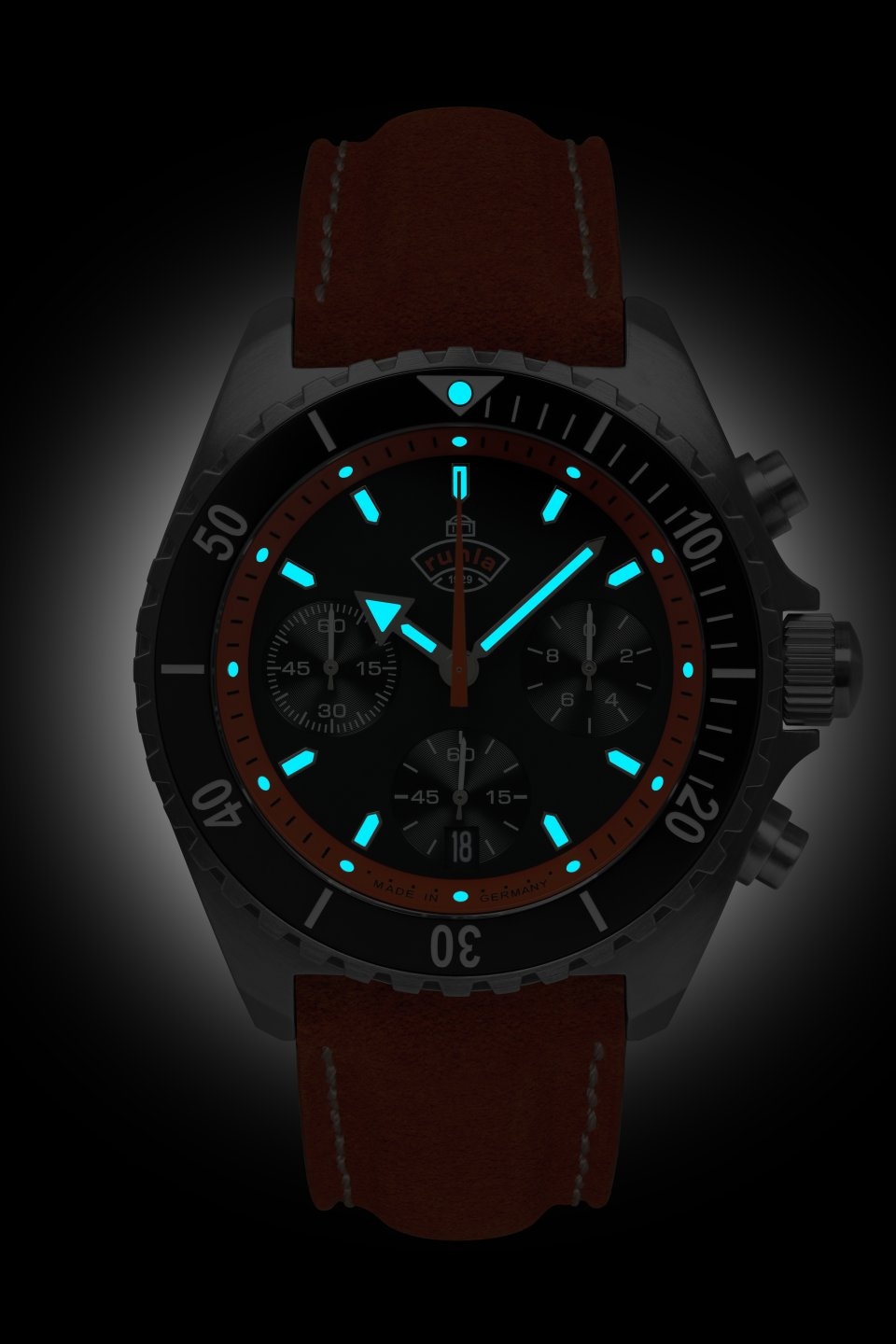 ruhla Chronograph »Glasbach Cup«, Quarzuhr, Herrenuhr, Datum, Stoppfunktion, Saphirglas, Made in Germany