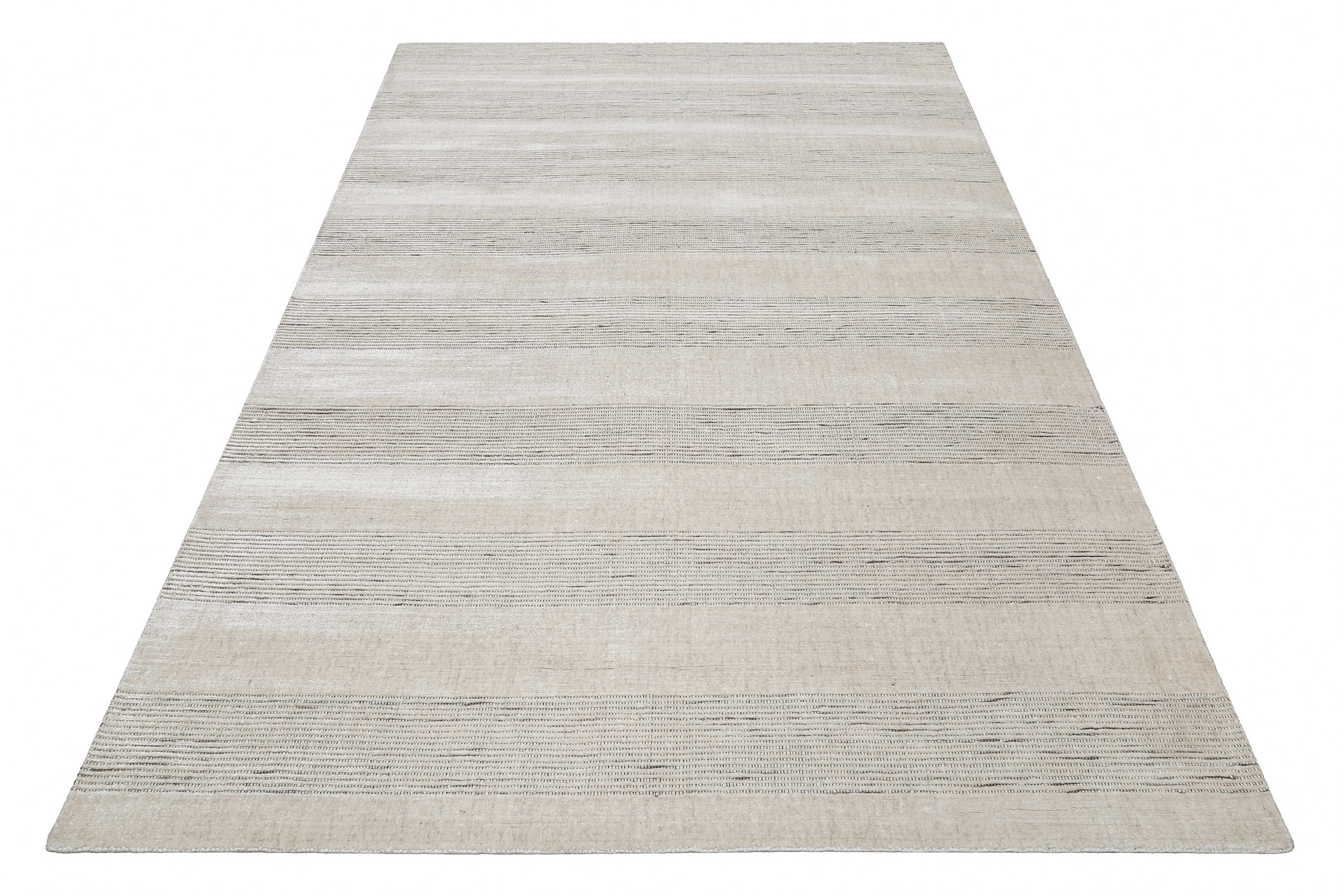 Wecon home Teppich »Seattle« rechteckig 11 mm Höhe Kurzflorteppich, handgewebt, TENCEL & Schurwolle, Streifen, Wohnzimmer