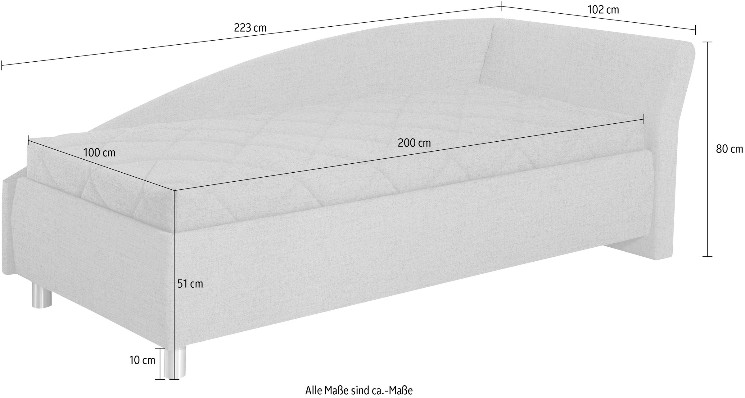 alina Schlafsofa »Lindsay«, Bettkasten, Zierkissen-Set aus: 2 Stk. 40x40cm, 1 Stk. 30x30cm