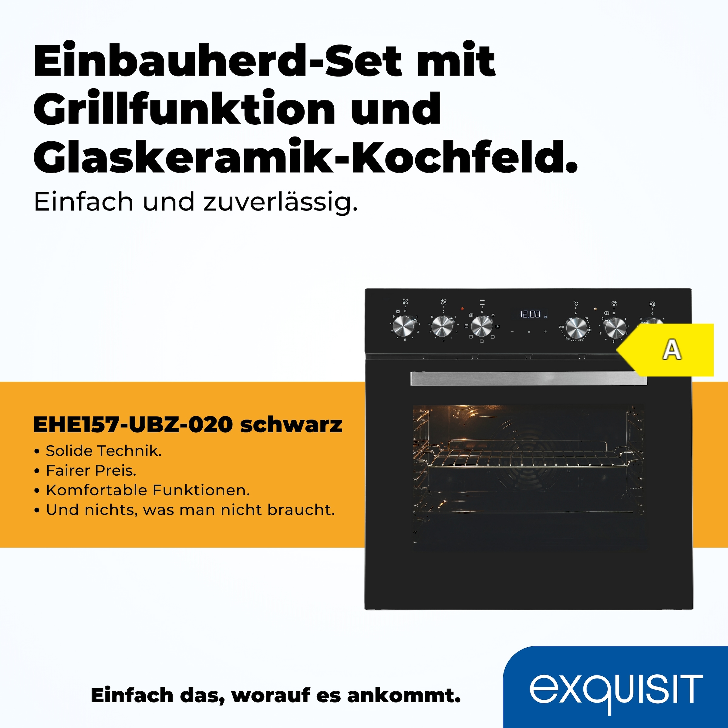 exquisit Elektro-Herd-Set »EHE157-UBZ-020 schwarz«