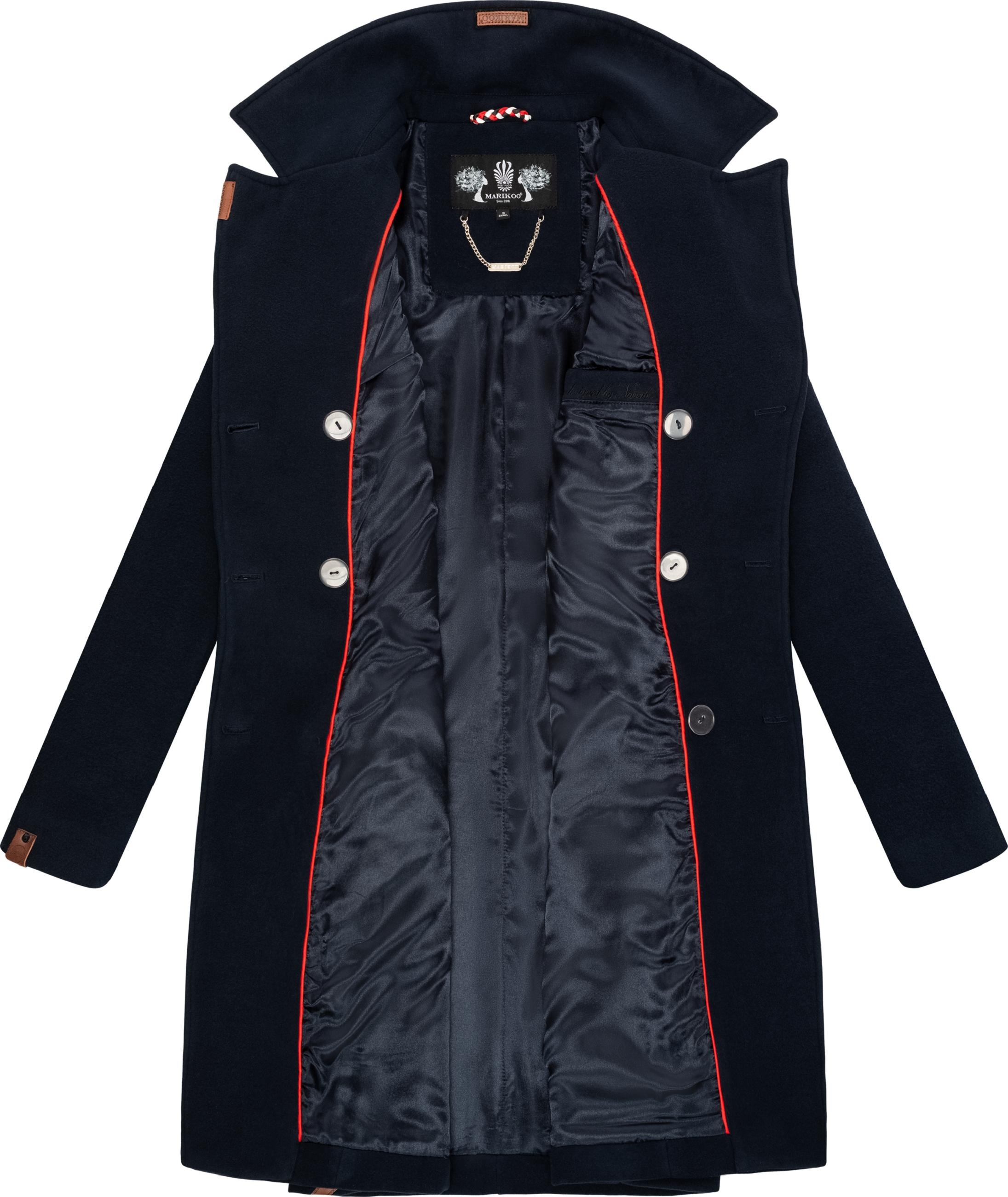Marikoo Wollmantel »Wollmantel Nanakoo«, edler Damen Trenchcoat in Woll-Optik