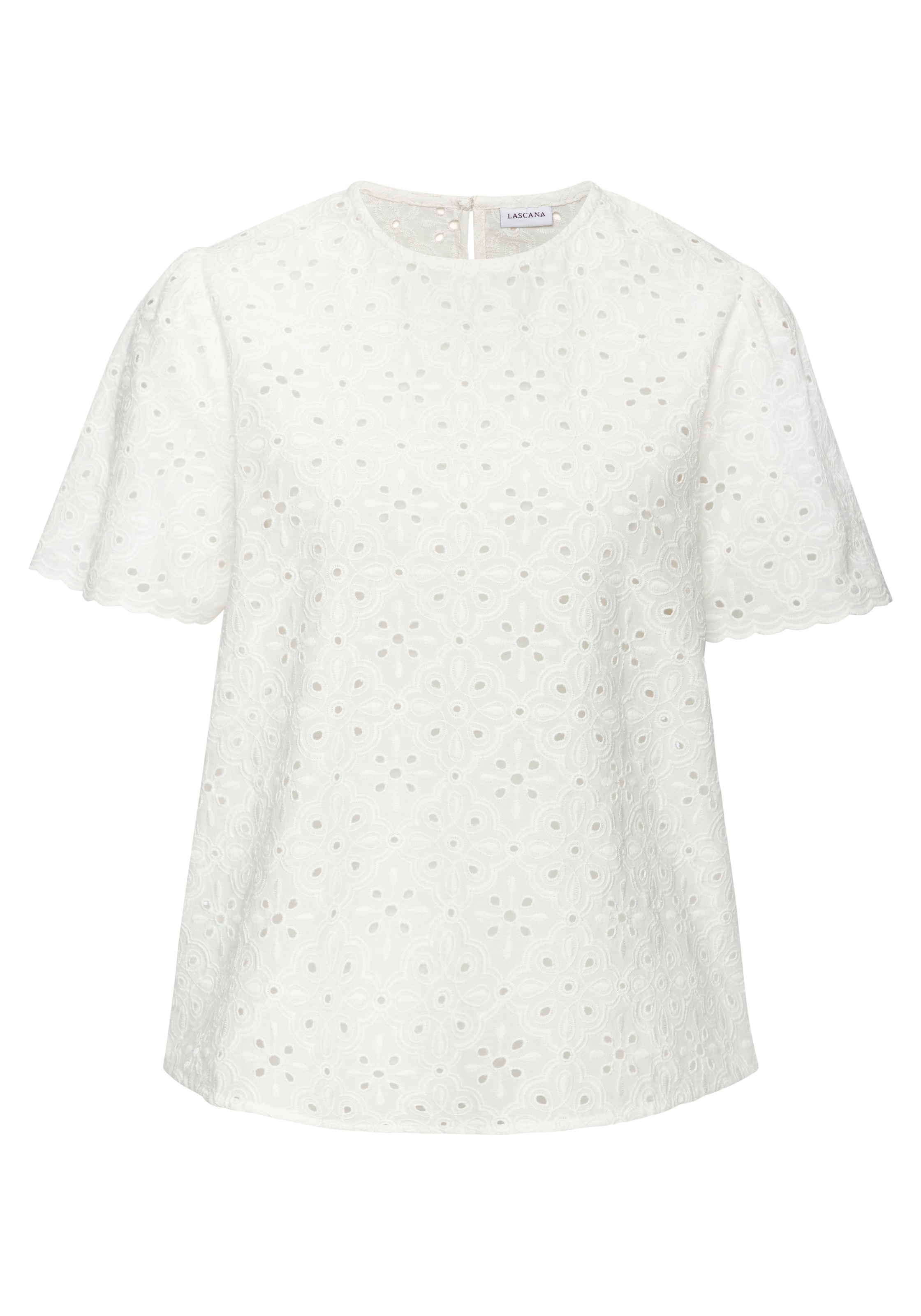 LASCANA Kurzarmbluse mit Lochstickerei, Damenbluse, casual-elegant