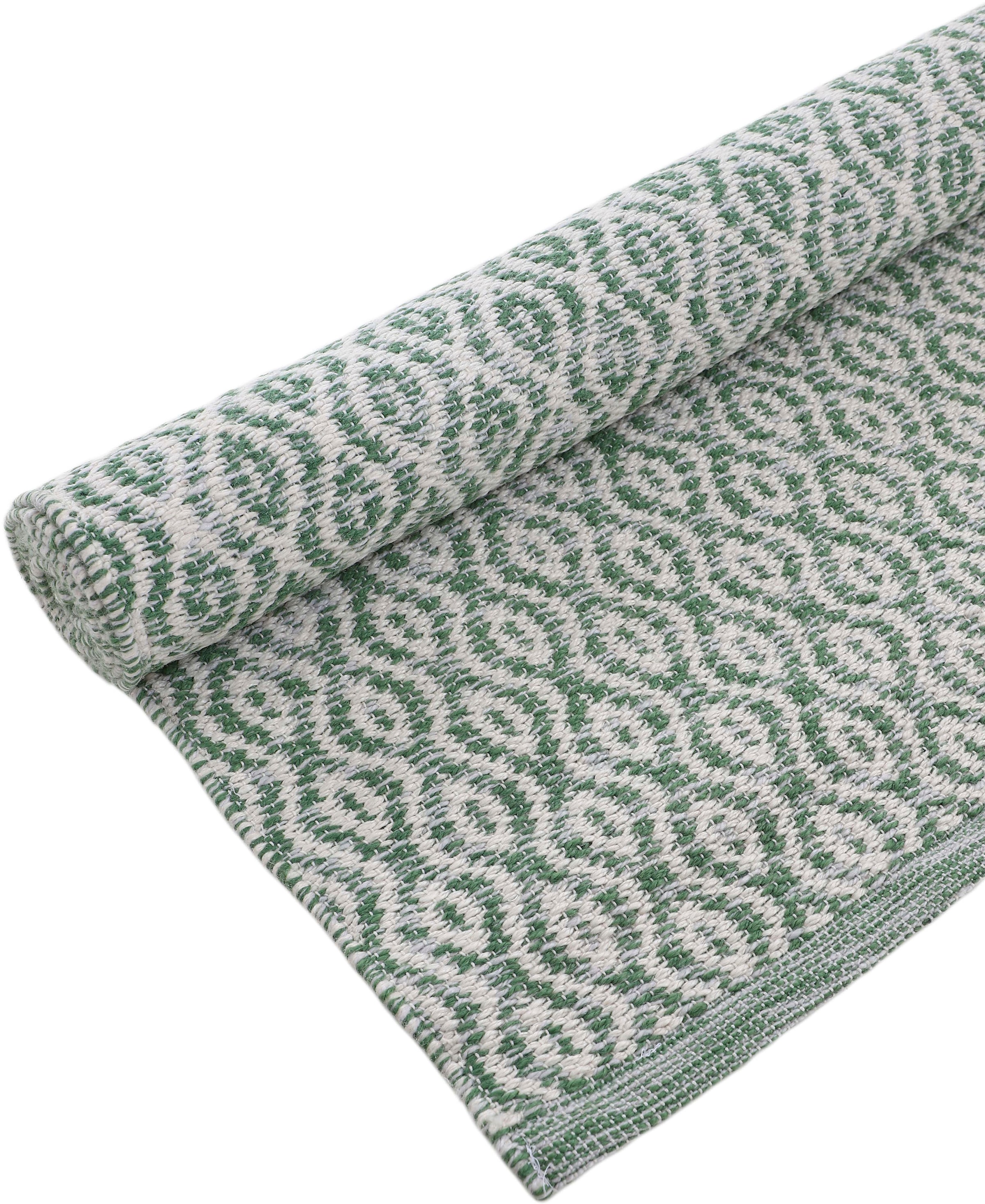 carpetfine Teppich »Frida 202«, rechteckig, 7 mm Höhe, Wendeteppich, 100% recyceltem Material (PET), Flachgewebe, Pflegeleicht und Robust, In- und Outdoor geeignet, Wetterfest und UV-beständig für Balkon, Terrasse, Garten, Wohn- und Schlafzimmer