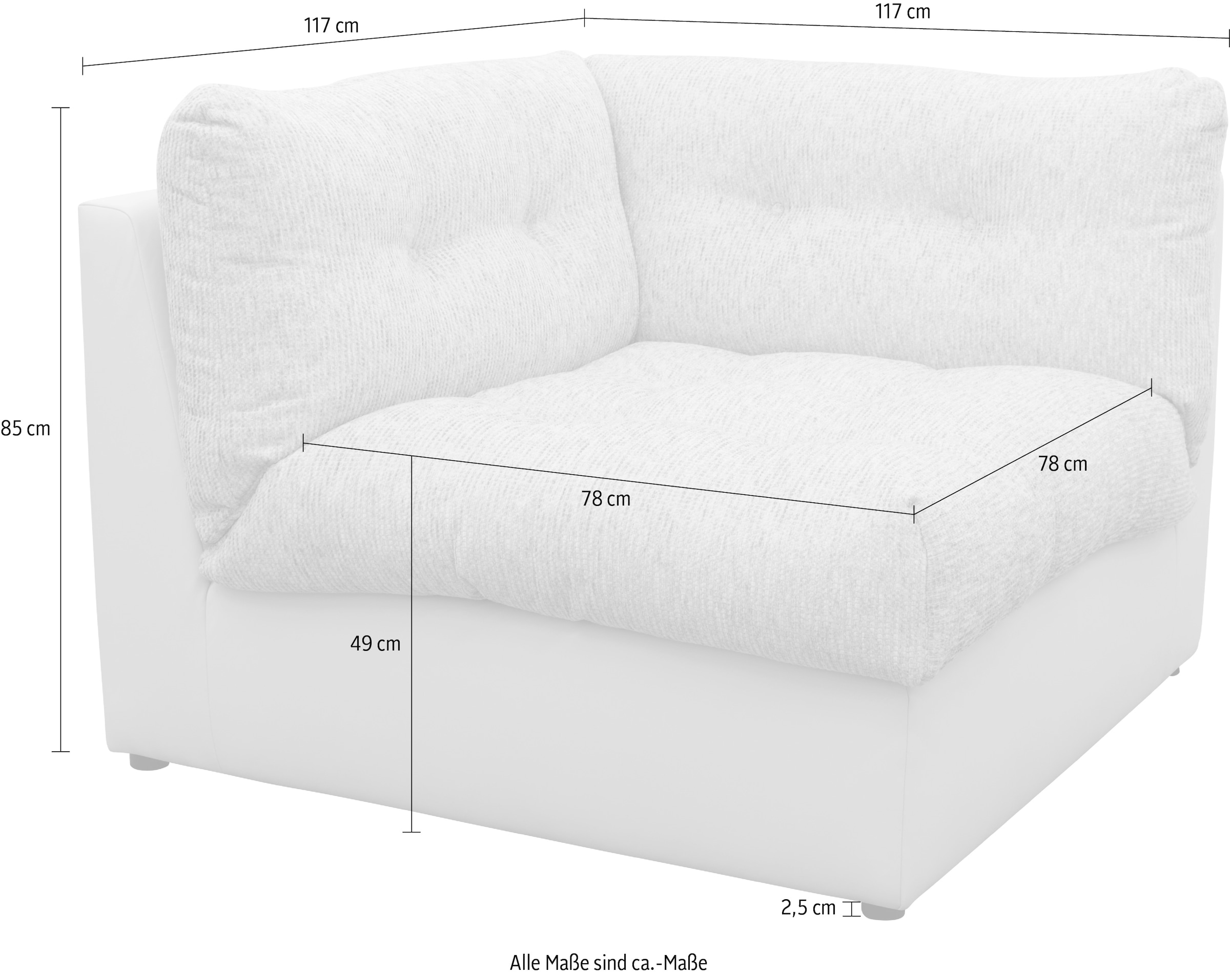 DOMO collection Sofa-Eckelement »Caleo, B/T: 119/117 cm, modular, großzügige Polsterung« erweiterbar mit Sofaelement, Einzelsofa