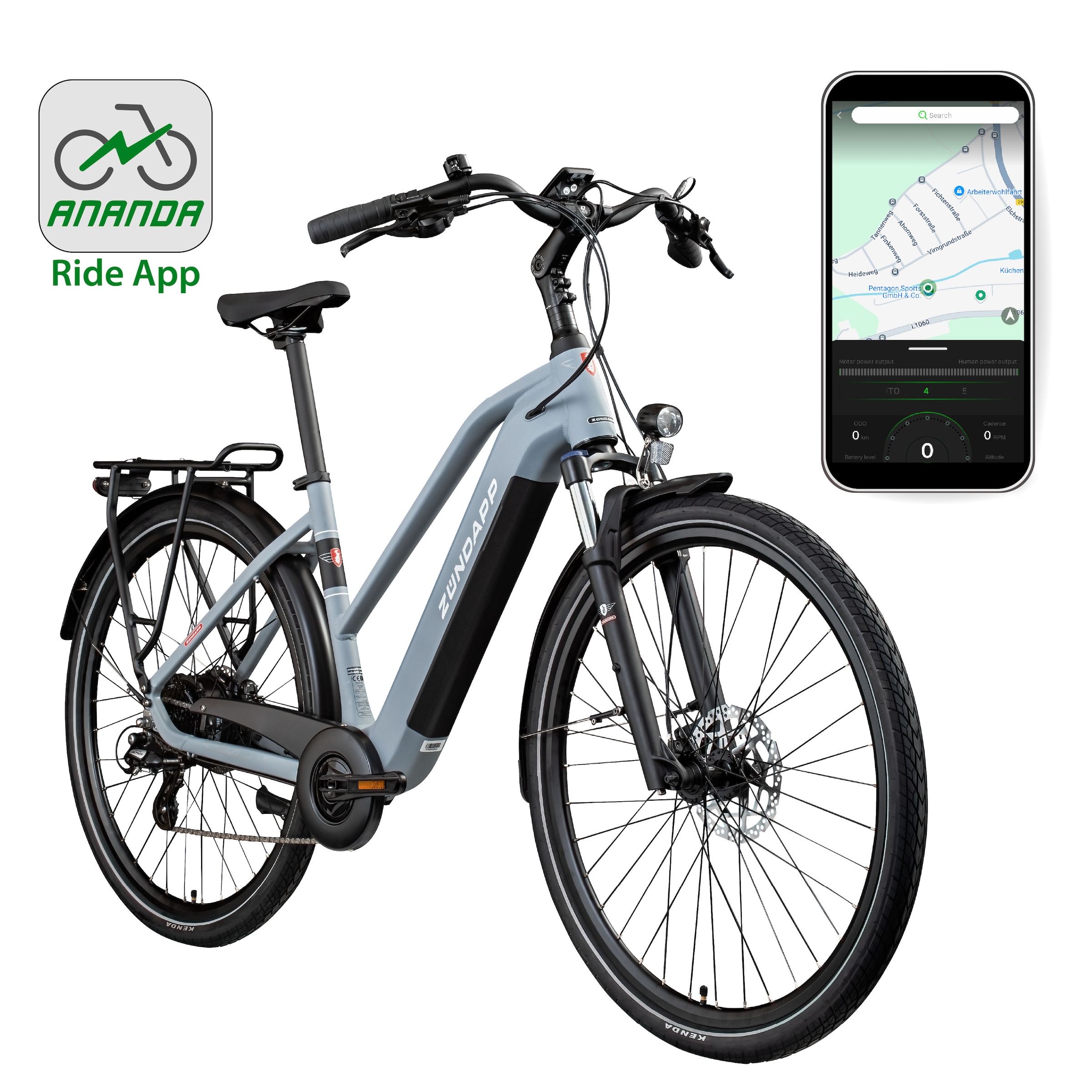 Zündapp »Z810« 24 Gang Shimano Altus RD-M310 Schaltwerk Kettenschaltung Heckmotor 250 W Pedelec, Elektrofahrrad für Damen