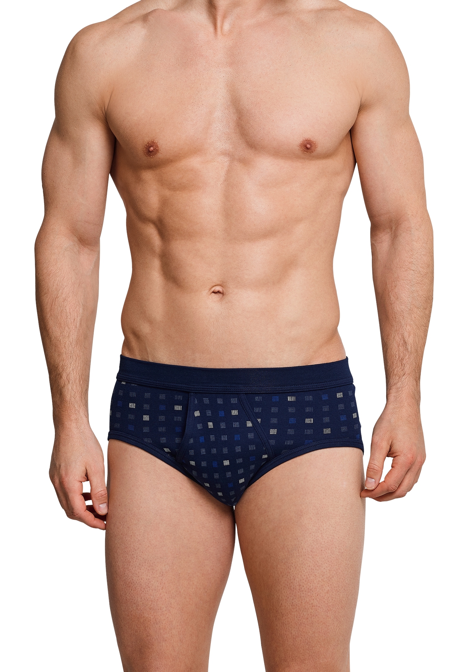 Schiesser Slip »Essentials«, (2er Pack), mit Eingriff, Feinripp-Qualität, Softbund, kariert, Baumwolle