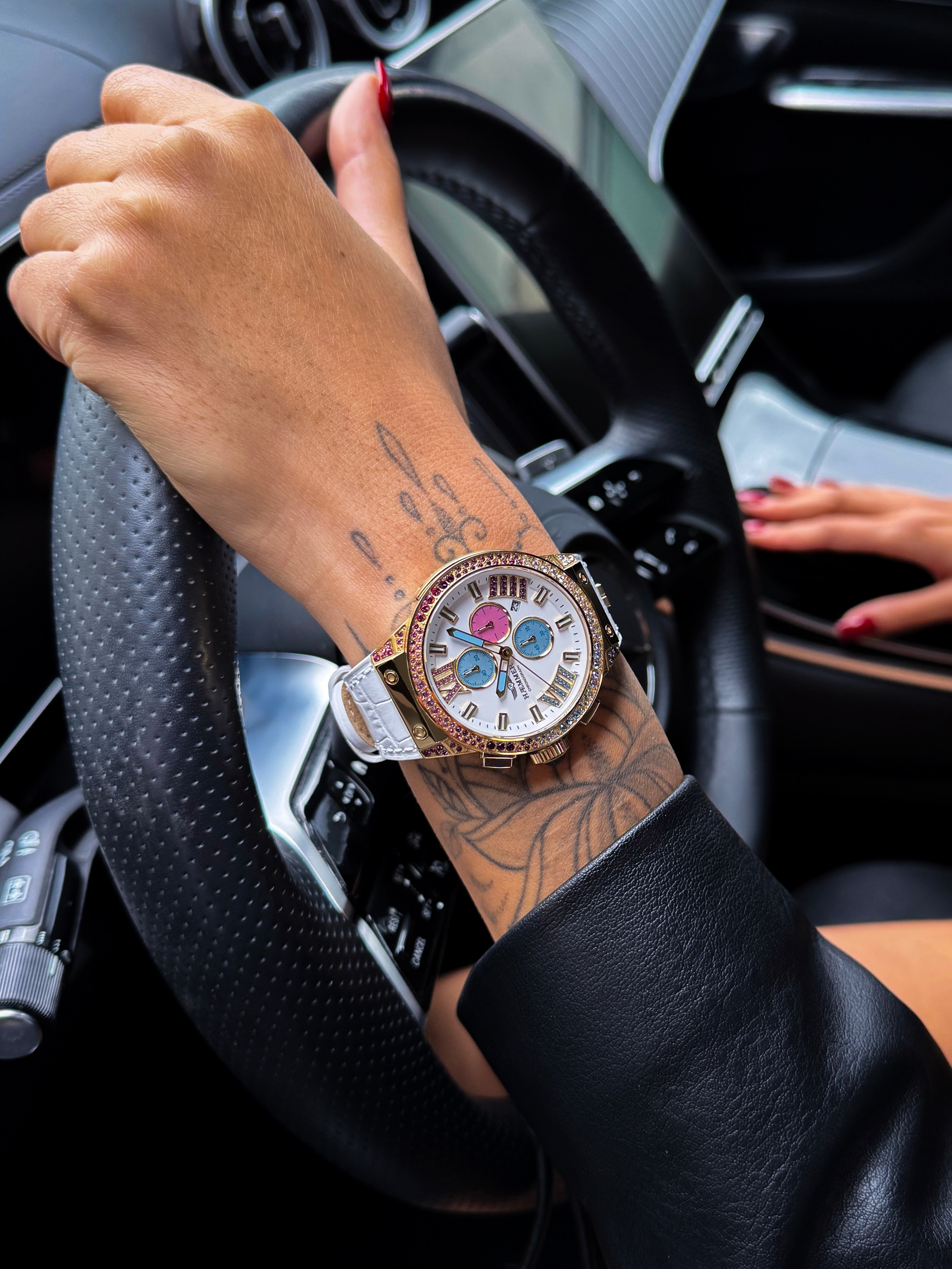 HAEMMER GERMANY Chronograph »EMINENT« Quarzuhr, Armbanduhr, Damenuhr, analog, Tag, Stoppfunktion