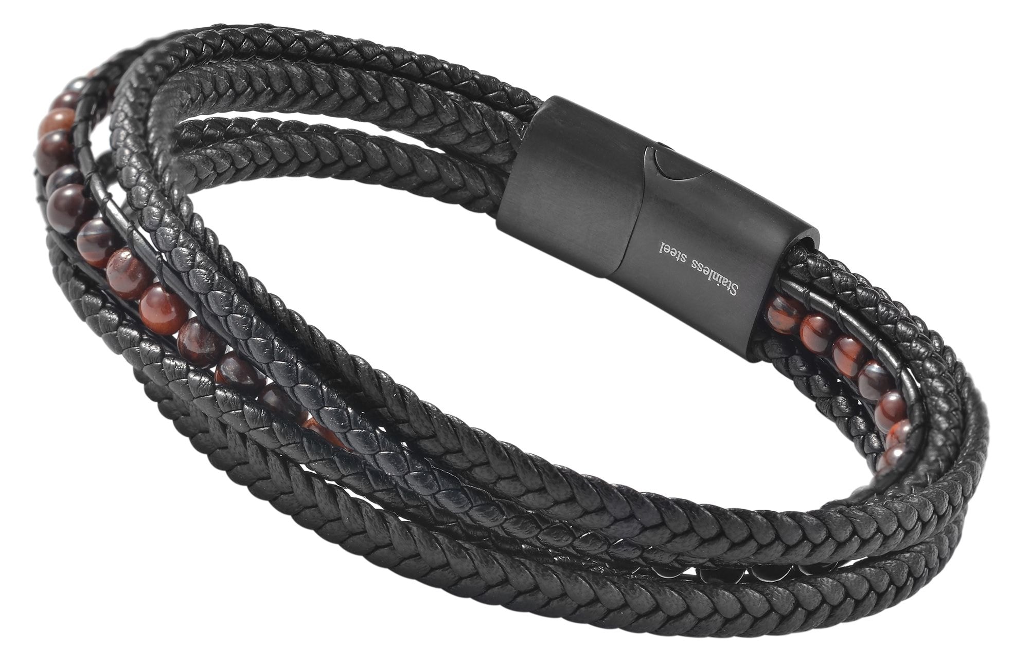 Adelia´s Armband »Herren Armband aus Leder mit Tigerauge 21 cm«