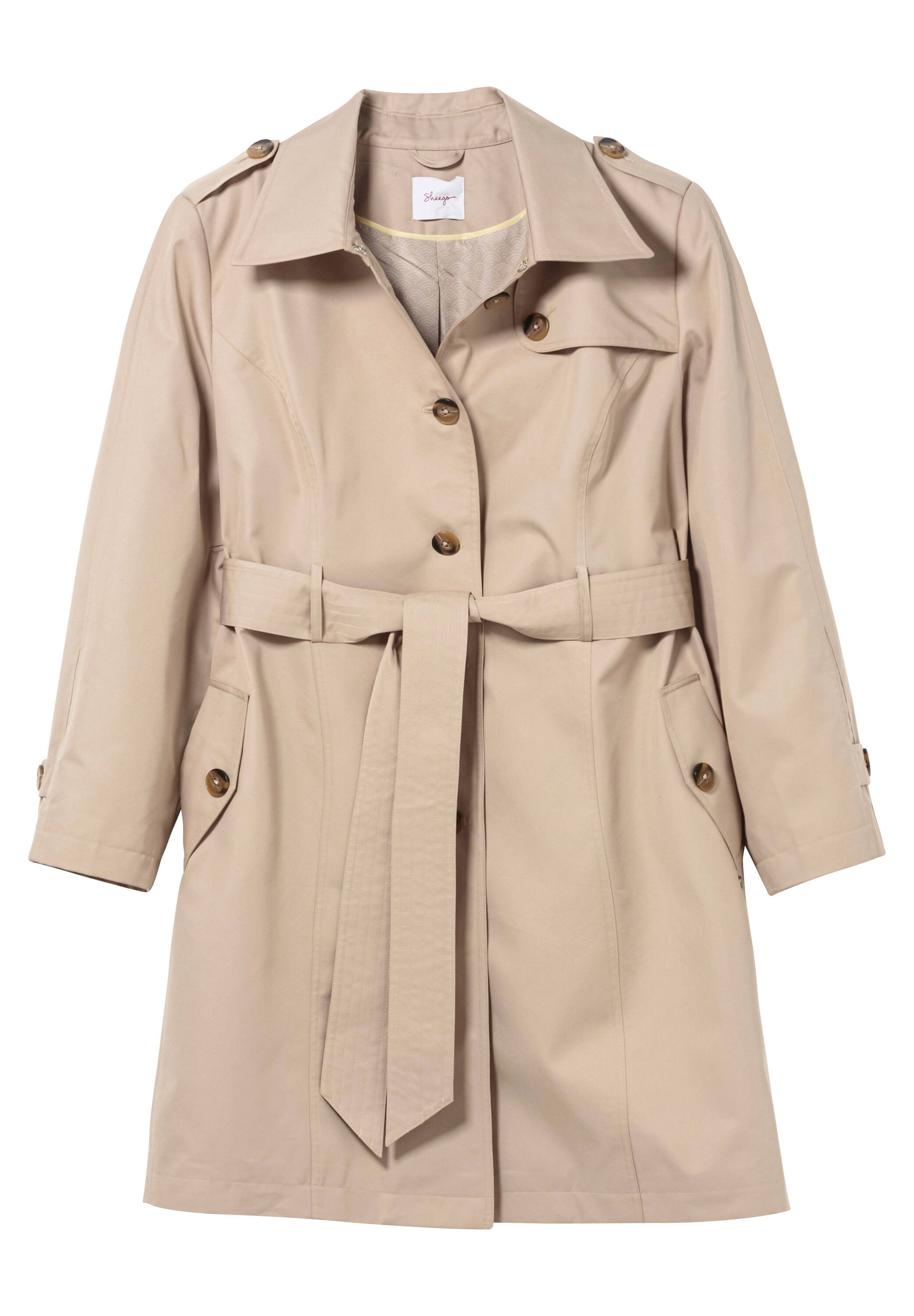 Sheego Langjacke »Trenchcoat Trenchcoat mit Schulterriegel« ohne Kapuze