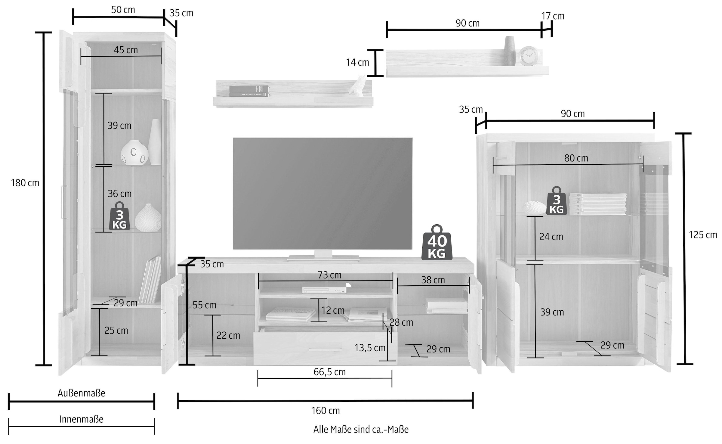OTTO home Wohnwand »Ribe Wohnwand Set-5 St.« 5 Stk. tlg.