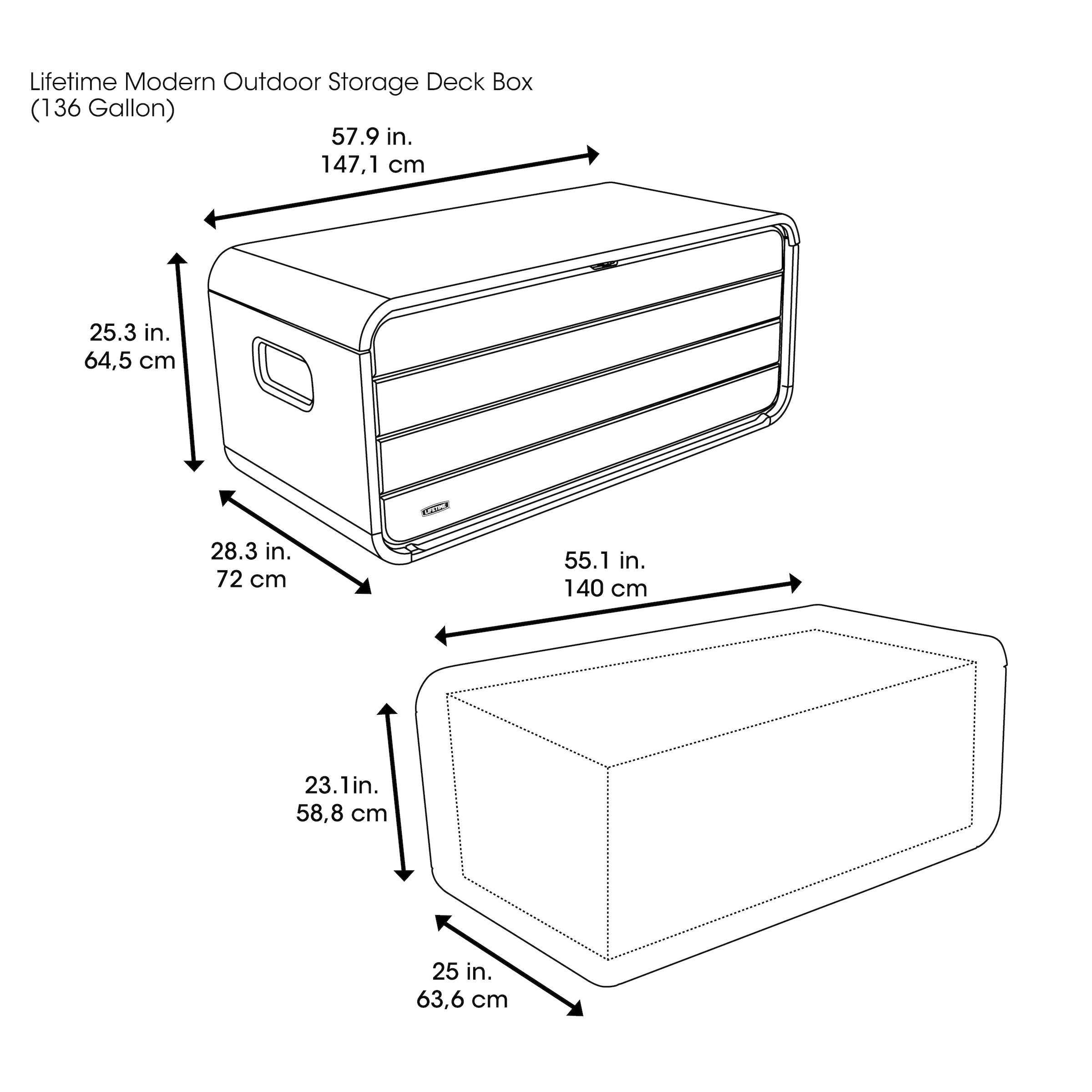 Lifetime Kissenbox »Space L« 515 Liter, BxHxT: 147x72x64 cm