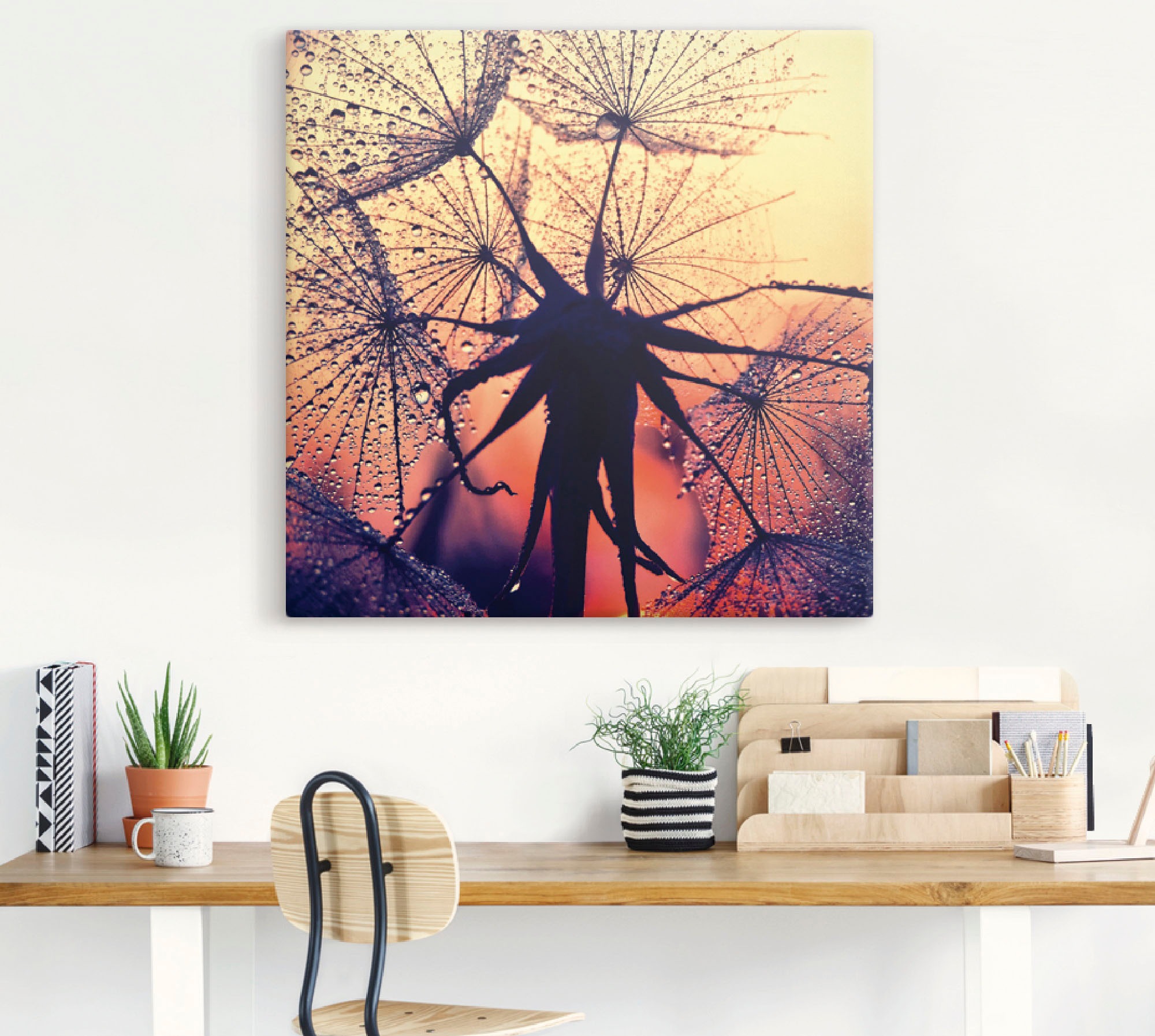 Artland Leinwandbild »Pusteblume im Sonnenuntergang«, Blumen, (1 St.), auf Keilrahmen gespannt