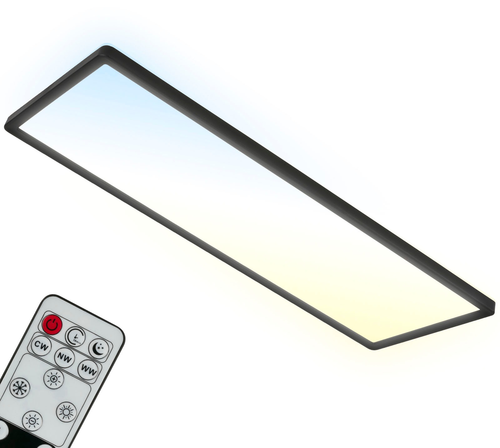Briloner Leuchten LED Panel »7403015 SLIM«, Leuchtmittel LED-Board | LED fest integriert, Deckenlampe, 58x20x3cm, Schwarz, 23W, Wohnzimmer, Schlafzimmer, Küche