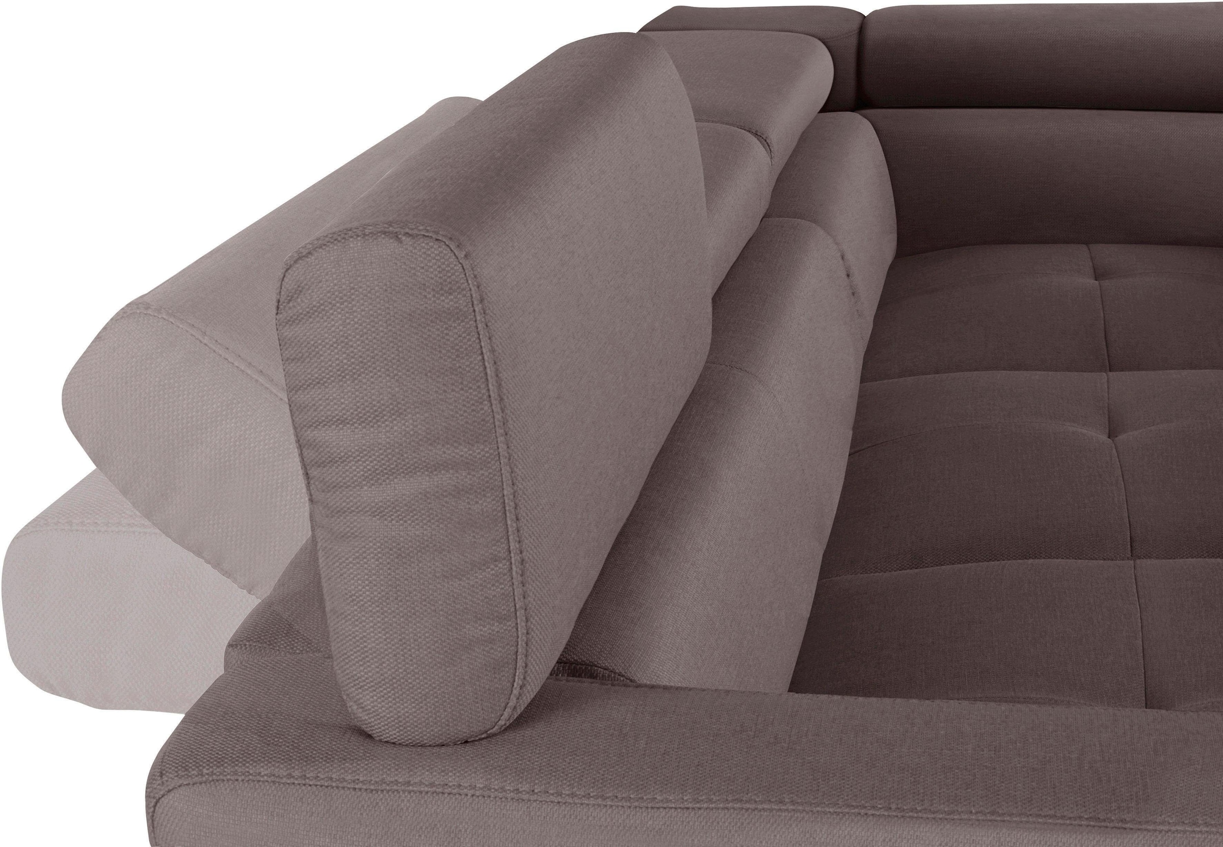 COTTA Polstergarnitur »Sammy L-Form«, (Set), Set bestehend aus: Ecksofa mit Kopfteilverstellung & Hocker
