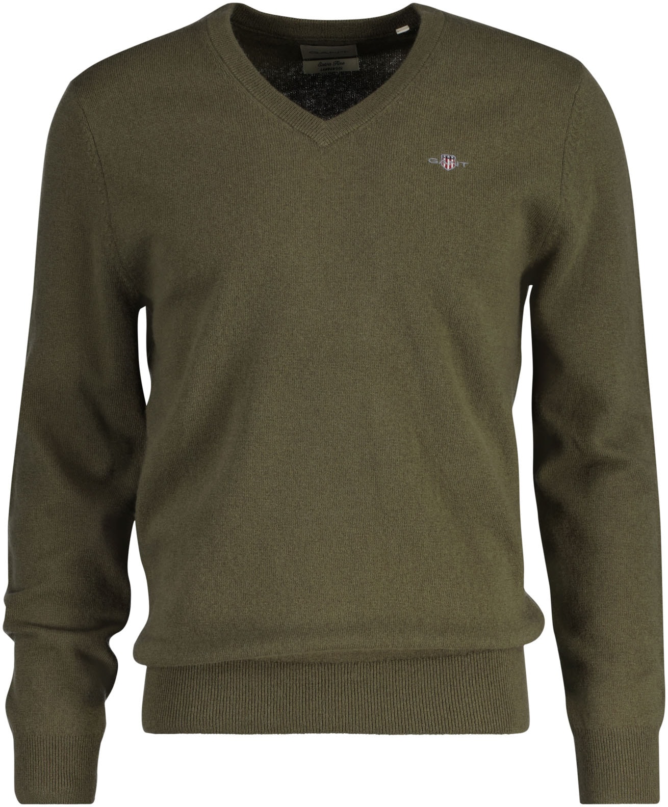 V-Ausschnitt-Pullover »EXTRAFINE LAMBSWOOL V-NECK«, mit Logostickerei