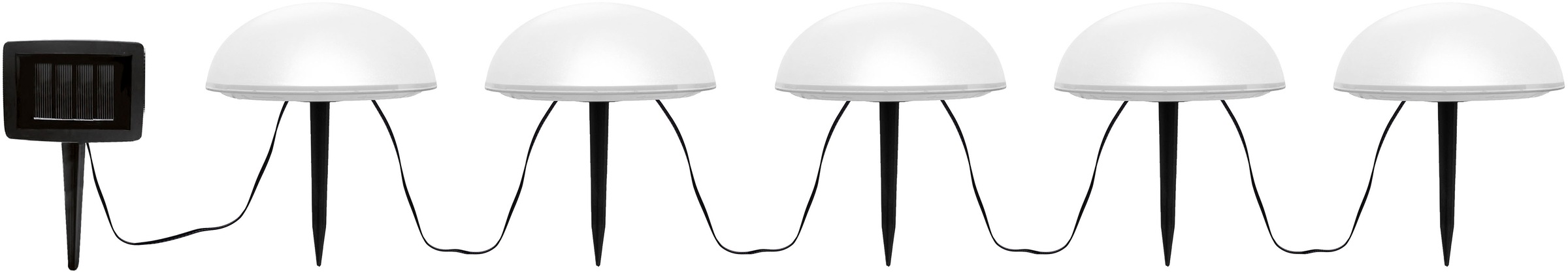 OTTO home LED Solarleuchte »Primala, LED-Solar Gartensteckerr, 5er Set, halbkugeln« LED-Modul 5 Stk. Warmweiß mit Erdspießen