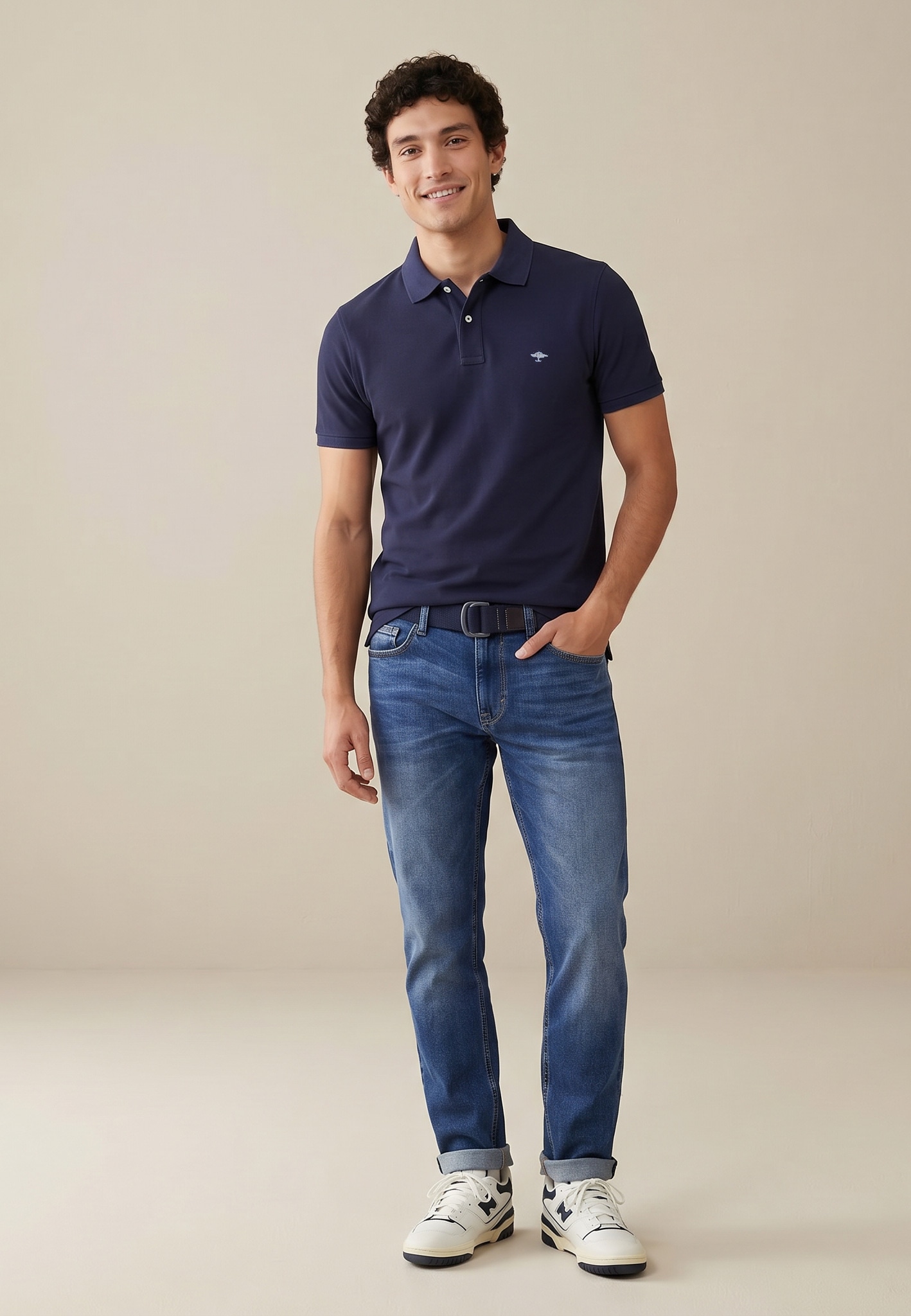 FYNCH-HATTON Poloshirt normale Passform, mit 2-Knopf-Polokragen, aus Baumwolle