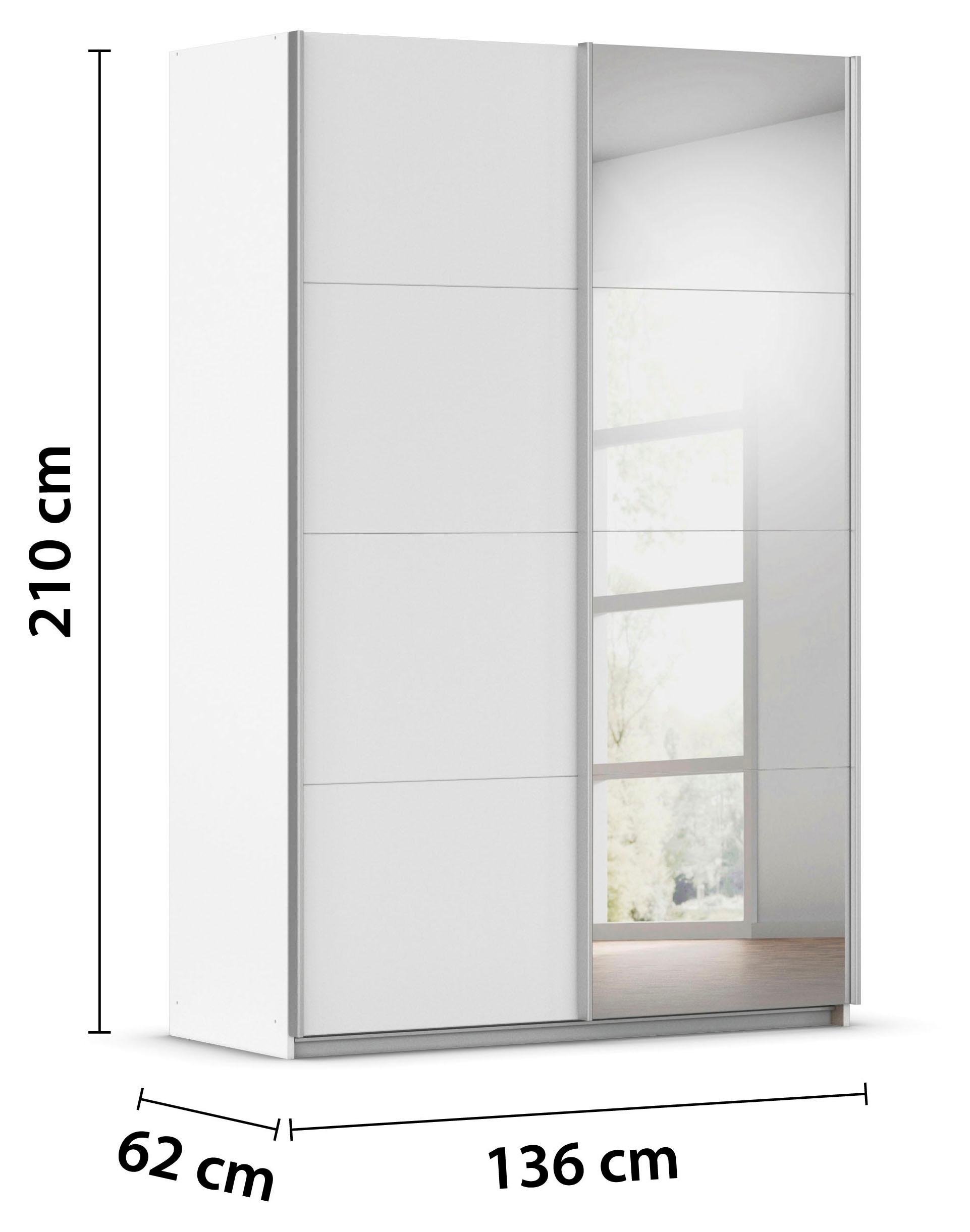 rauch Schwebetürenschrank »Kleiderschrank Schrank Garderobe Schlafzimmerschrank CORTONA« erhältlich in Breite: 136/181/203/226/271/315/360 cm, Höhe: 210/229 cm,  in 3 Ausstattungen BASIC/CLASSIC/PREMIUM (SOFT-CLOSE) MADE IN GERMANY