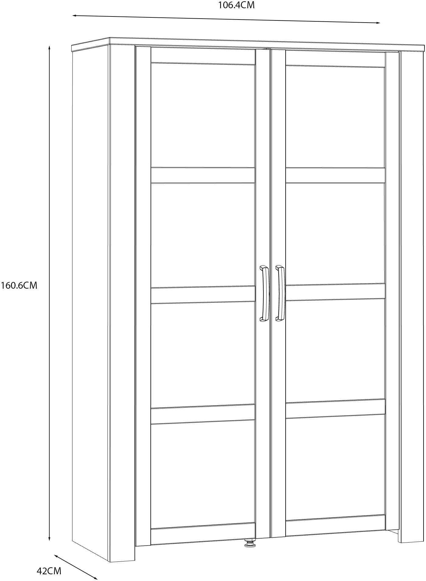 FORTE Highboard »Bohol, Vitrine mit Glastüre, viel Stauraum« B/H/T 106,4/160,6/42 cm Beleuchtung optional bestellbar