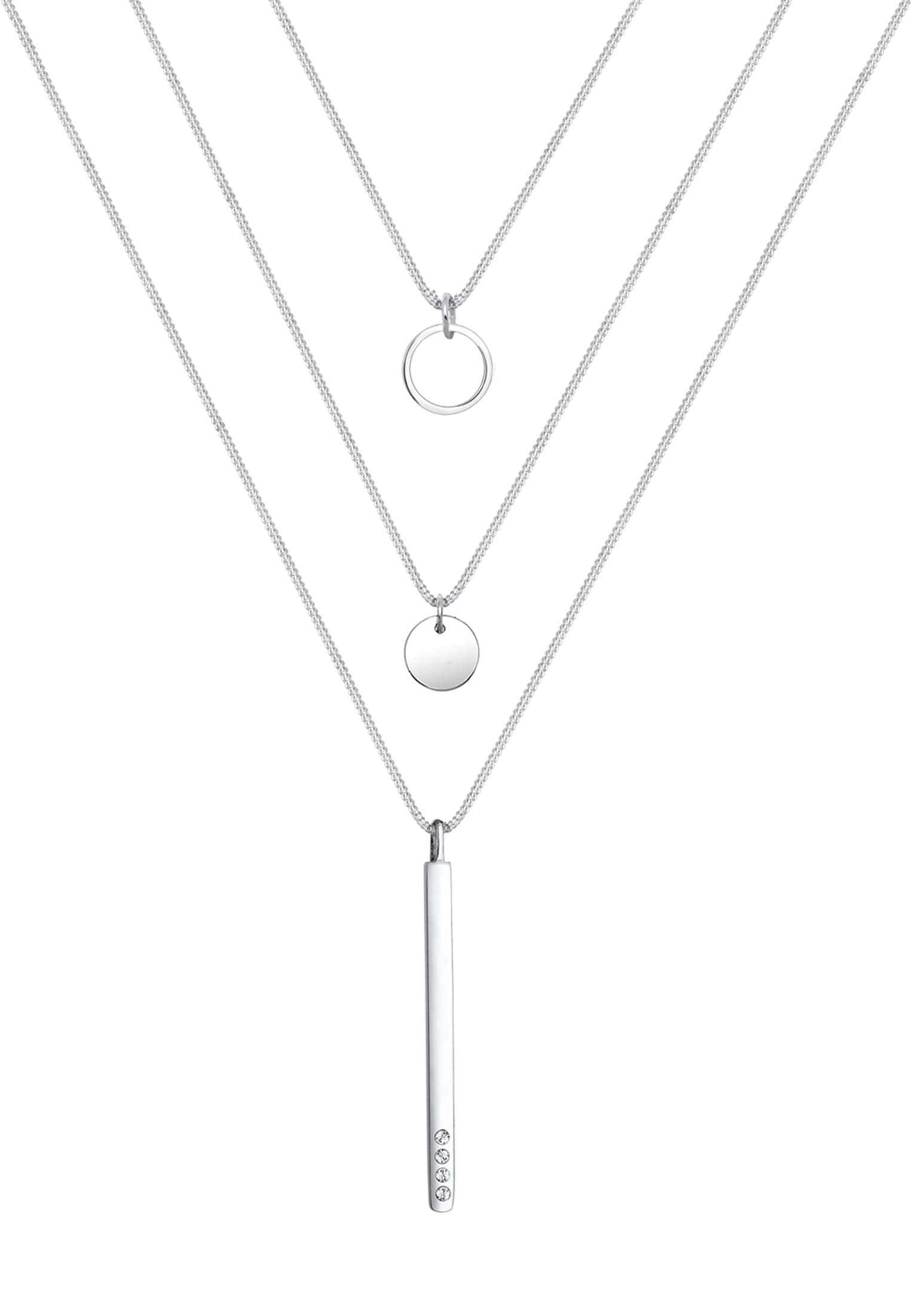 Elli Silberkette »Halskette Geo Kreis Layer 925 Silber, mit Kristallen von Swarovski®«