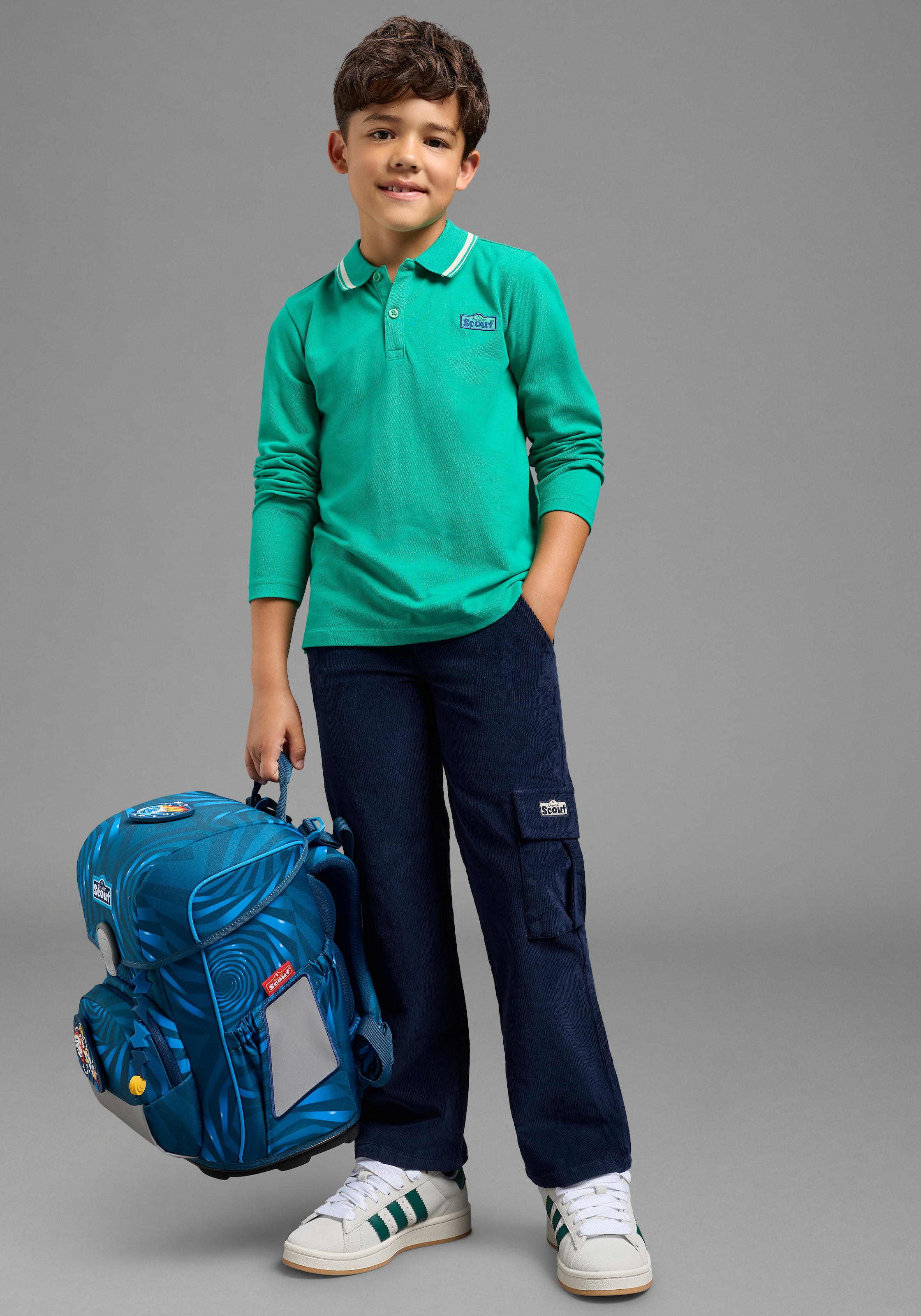 Scout Poloshirt »Polo-Piqué Shirt mit Badge - NEU von SCOUT« Piqué Shirt mit kontrastfarbigen Ringel im Kragen und Seitenschlitzen