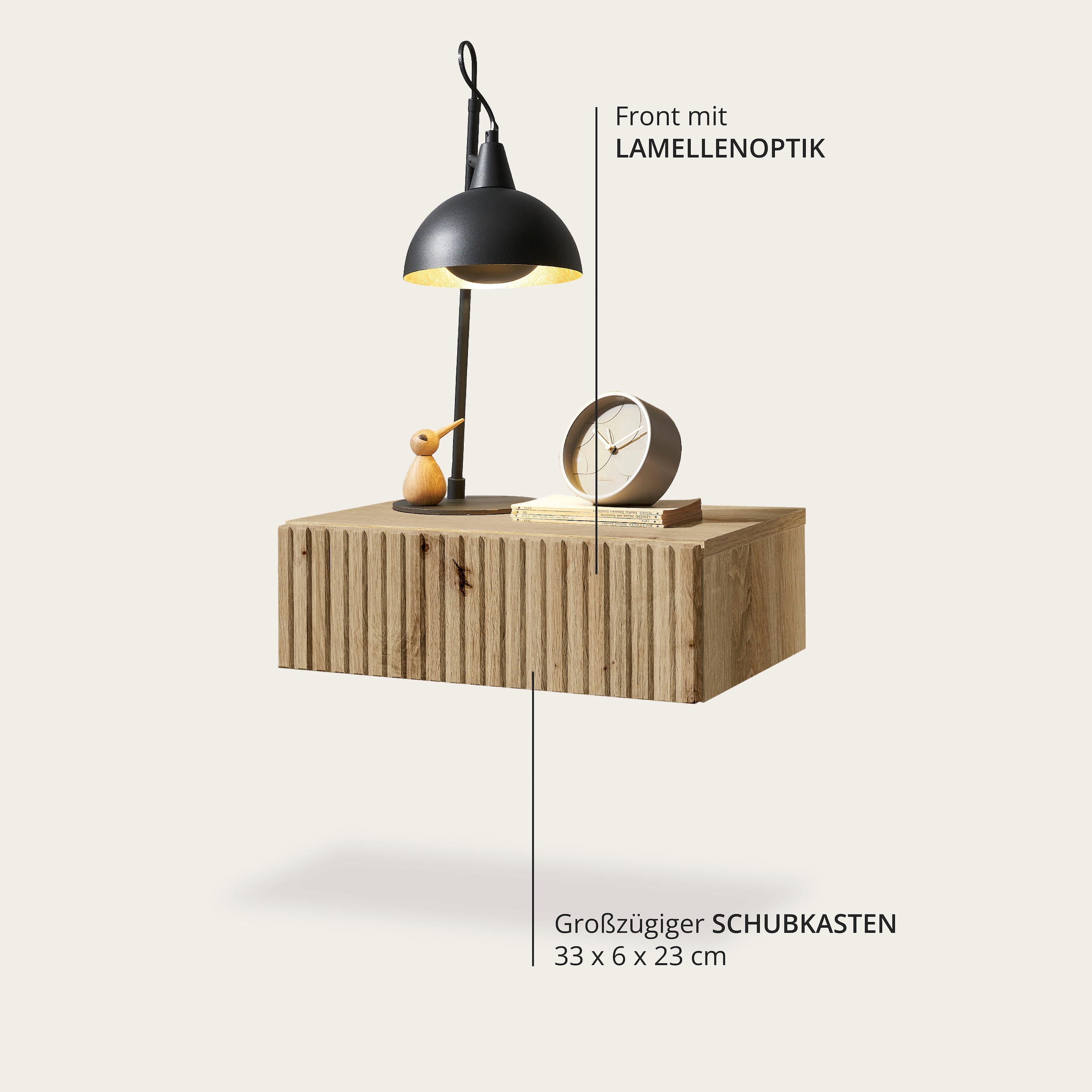 Schlafkontor Nachtkommode »Taboni Nachttisch, Nachtkonsole mit Push-to-open« Wandmontage