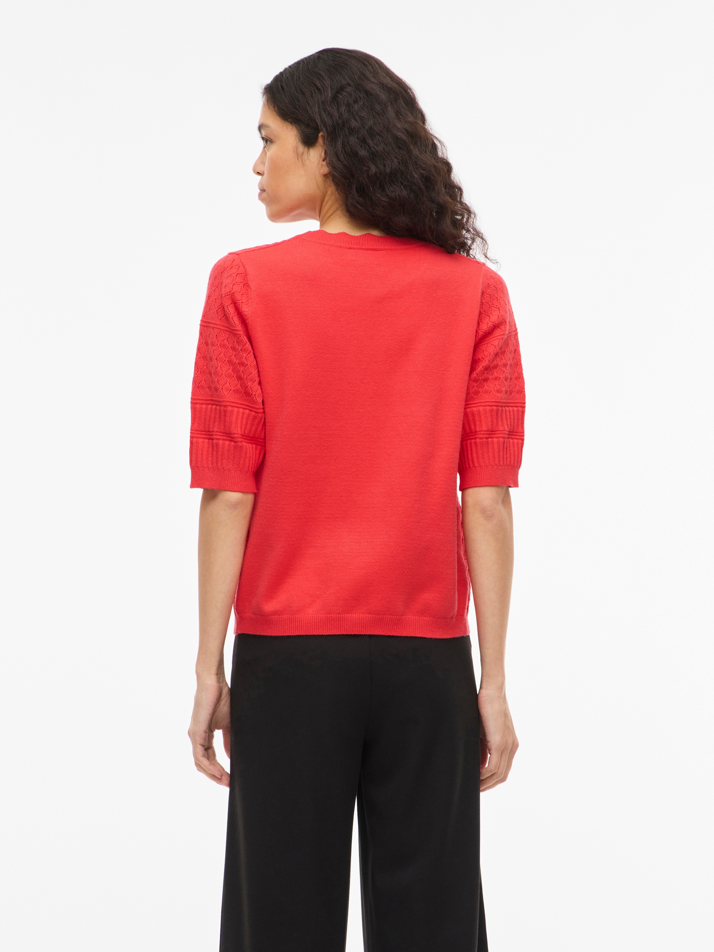 Vila Kurzarmpullover »VIMILOS S/S O-NECK POINTELLE TOP - NOOS«