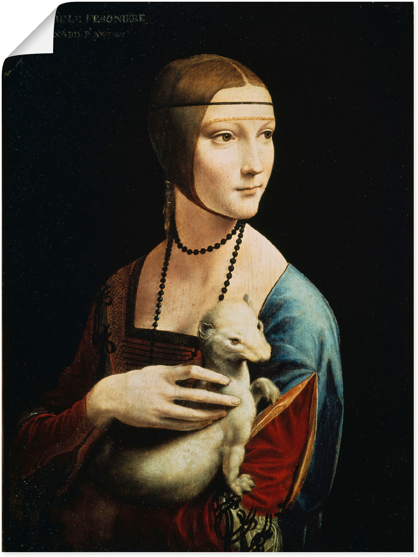 Wandbild »Dame mit dem Hermelin Porträt«, Frau, (1 St.), als Leinwandbild, Poster,...