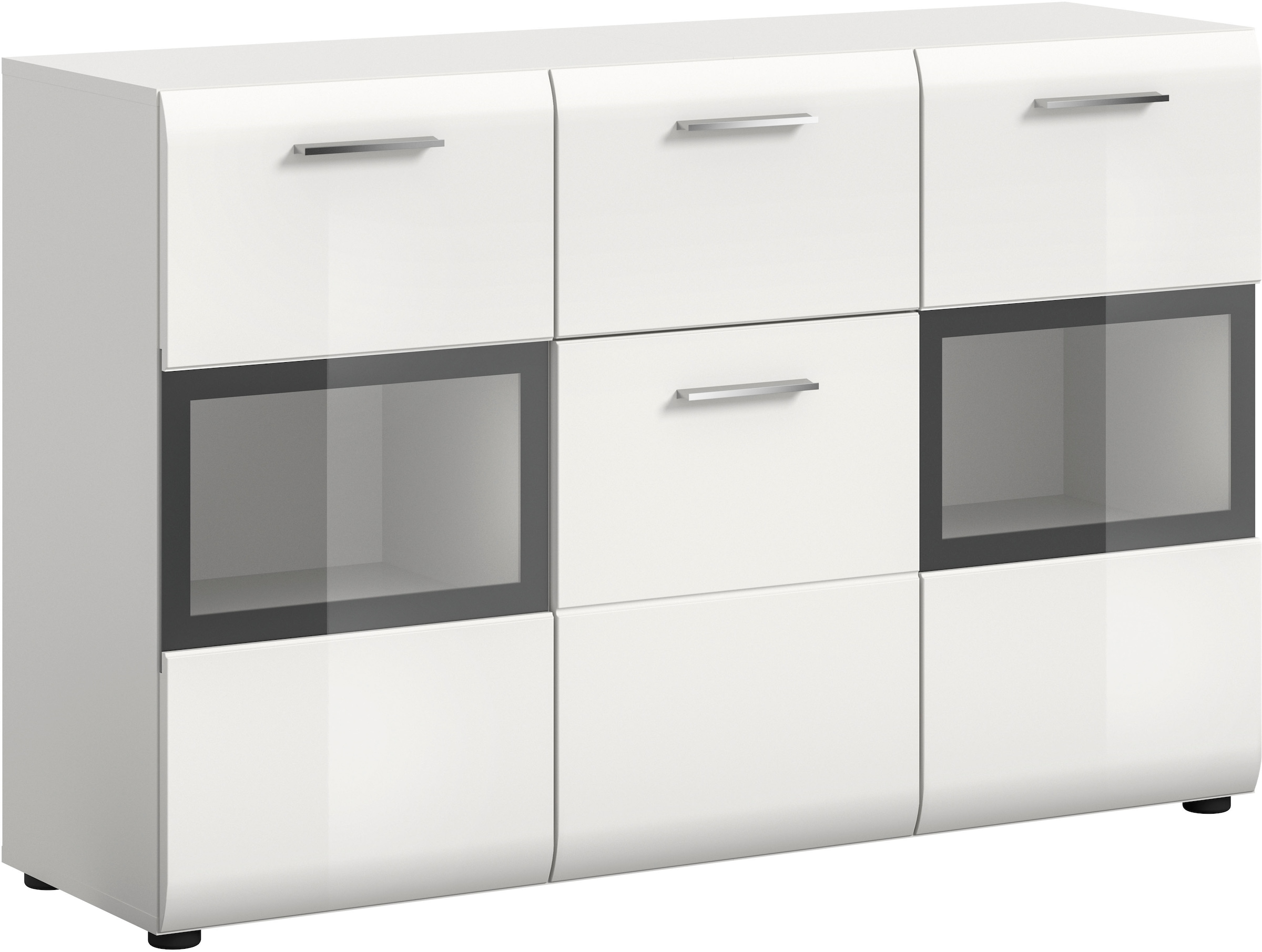 Home affaire Sideboard »FLORENZ, hochwertige MDF-Front,Rillenfräsung,2 Glastüren,1 Schublade« 1 Stk. tlg. Sideboard, Anrichte, Wohnzimmerschrank