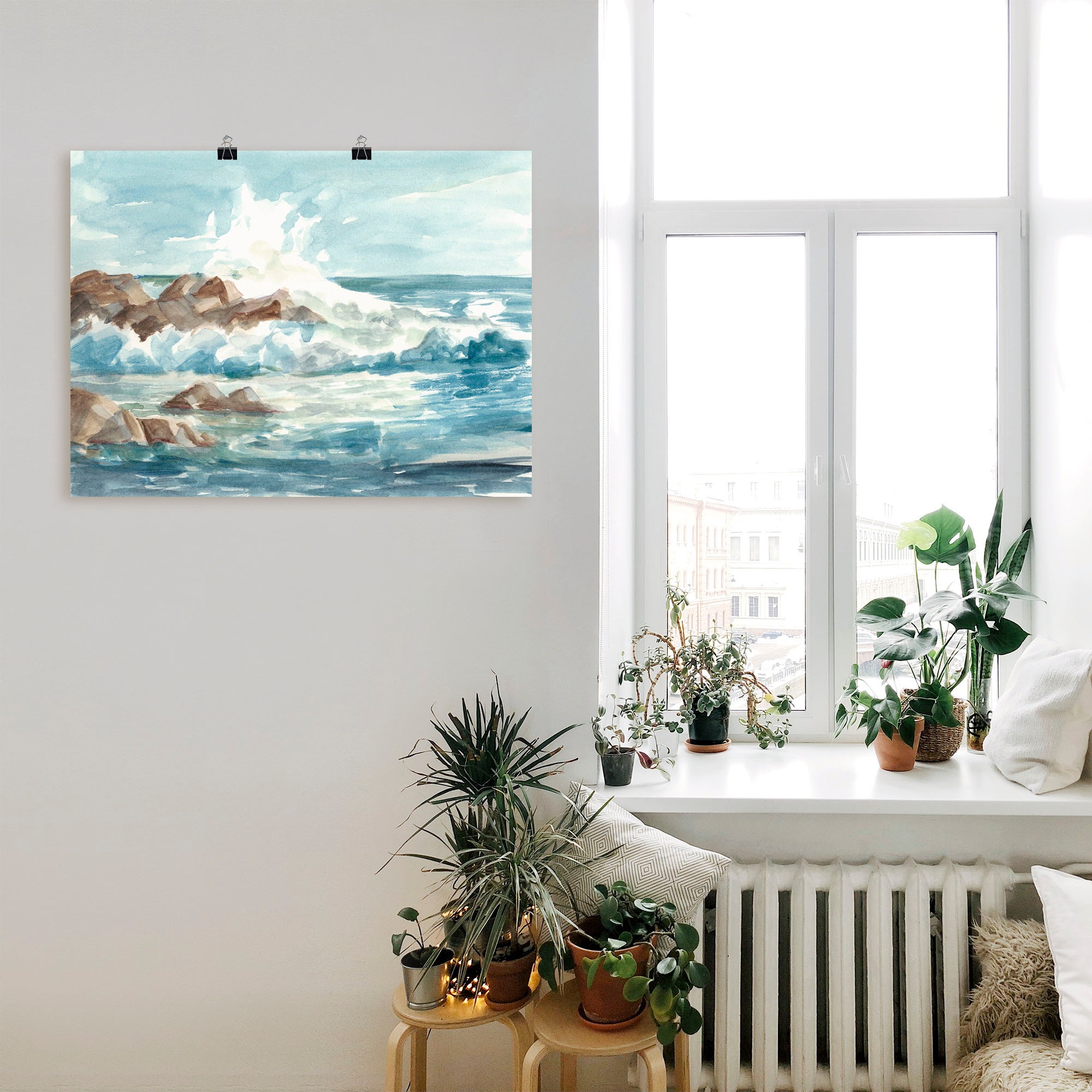 Artland Wandbild »Wasserfarben Küste I«, Küste, (1 St.), als Alubild, Leinwandbild, Wandaufkleber oder Poster in versch. Größen
