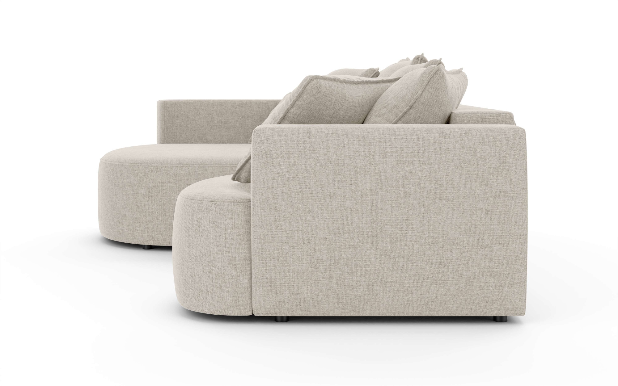 INOSIGN Ecksofa »Kahekili, Schlafsofa mit Bettkasten, Maße B/T/H: 255/181/90/ cm« L-Form mit Wellenunterfederung, 7 Rückenkissen und 2 Zierkissen