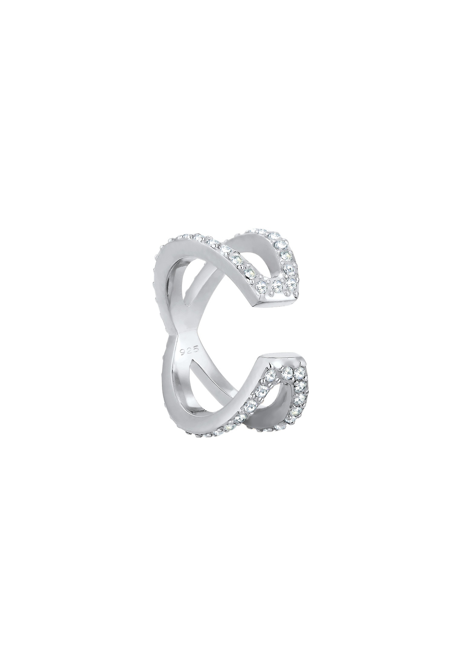 Elli Ohrklemme »Ohrringe Single Earcuff Kreuz Kristalle 925 Silber«