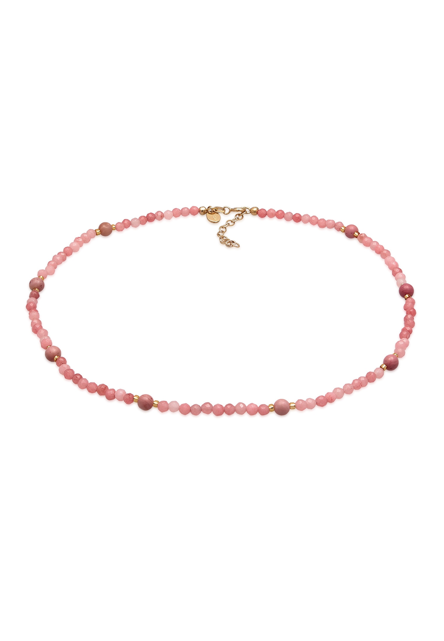 Lange Kette »Halskette Achat Rhodonit Glas Perlen Rose 925 Silber«