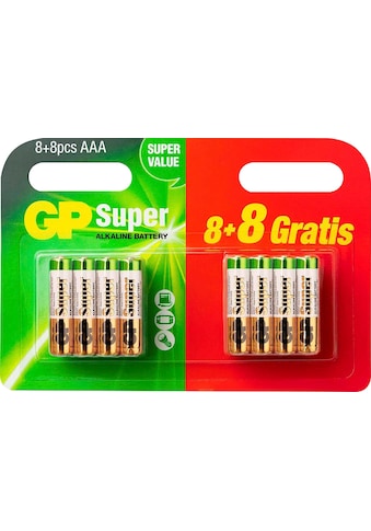 GP Batteries Batterie »16 Stück (8+8) AAA Micro Super Alkaline, 1,5V«, 1,5 V,...