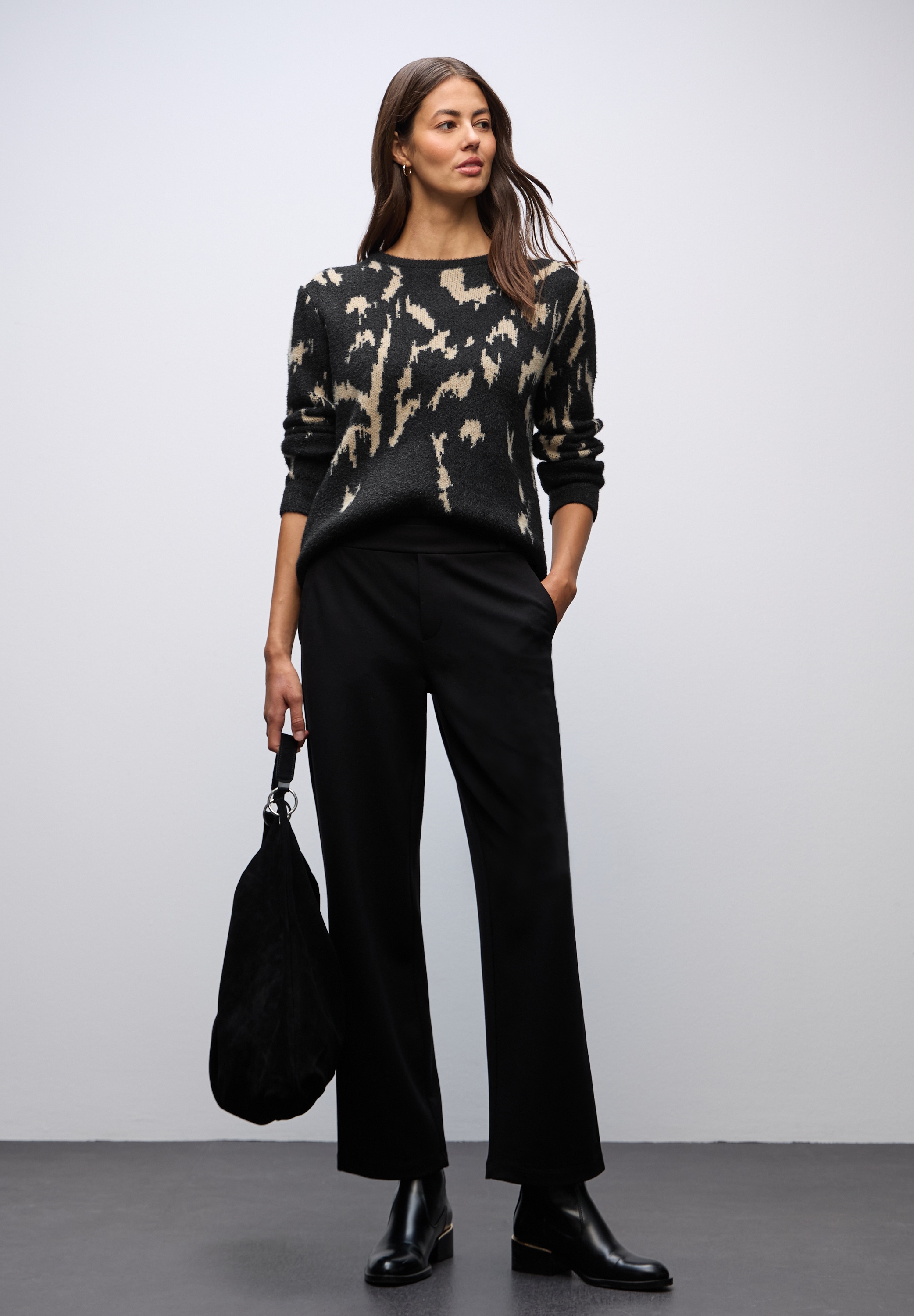 STREET ONE Rundhalspullover gemustert