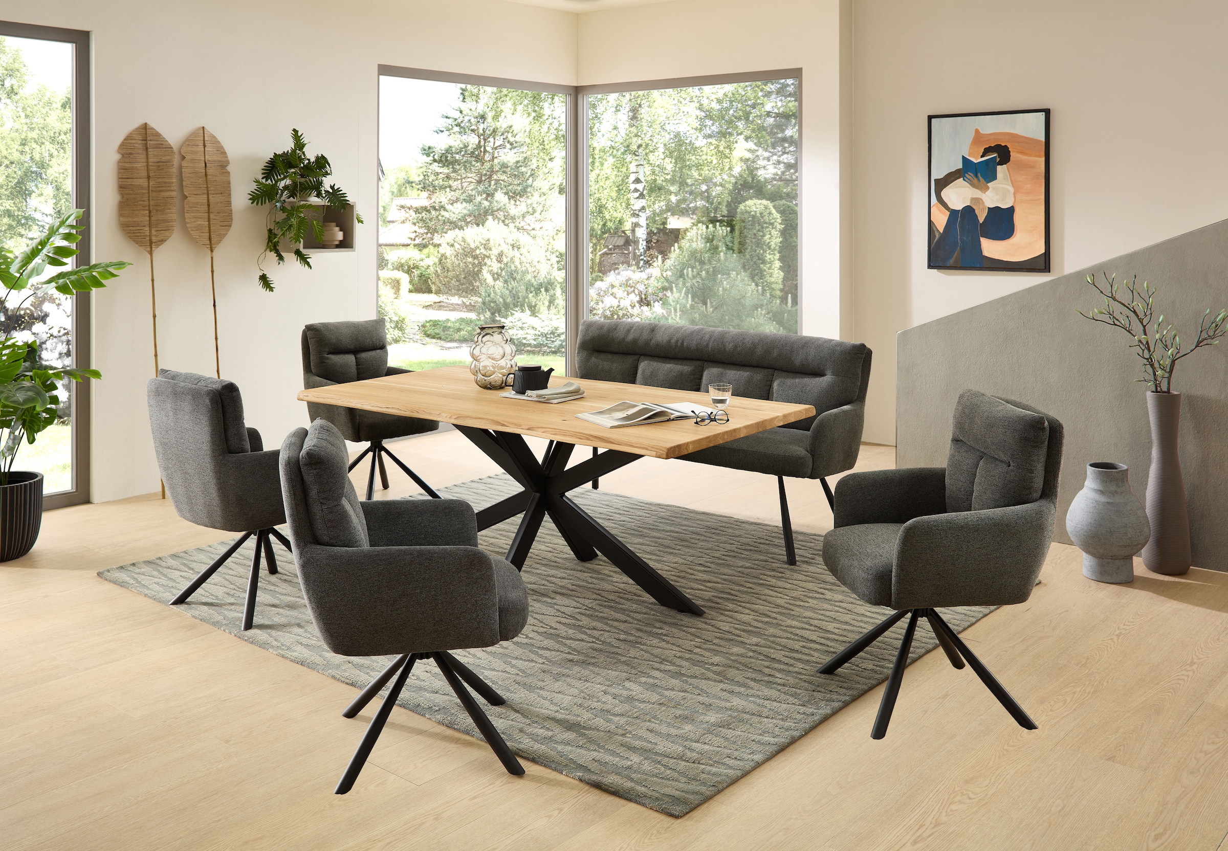 HBZ Esstisch »TOM, TOPSELLER!«, (Tisch, Esstisch), 200 cm breit Eiche Massivholz mit Baumkante