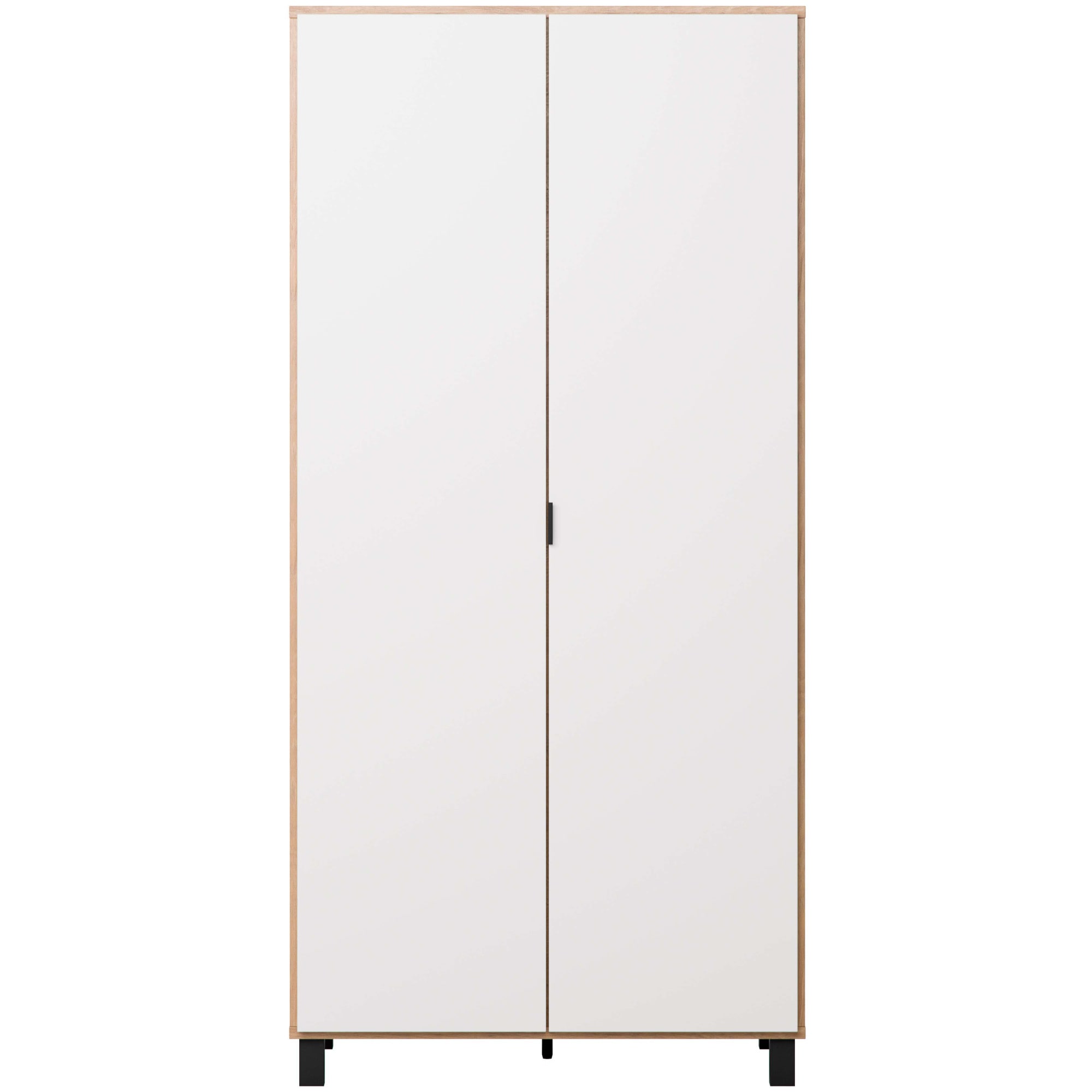 VOX Kleiderschrank »SIMPLE , Wäscheschrank mit 5 Einlegeböden und 2 Kleiderstangen« B/H/T ca. 93/186/57cm,  mit 2 Drehtüren und schwarzen Griffen, Maße B/T/H: 92,5/57/189,5 cm