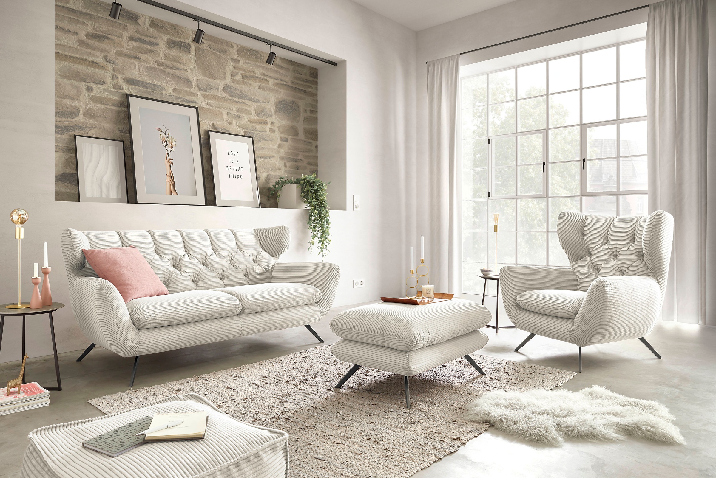 3C Candy Hockerbank »Beatrice« mit modernem Polsteraufbau, auch in Breitcord, passend zur Serie