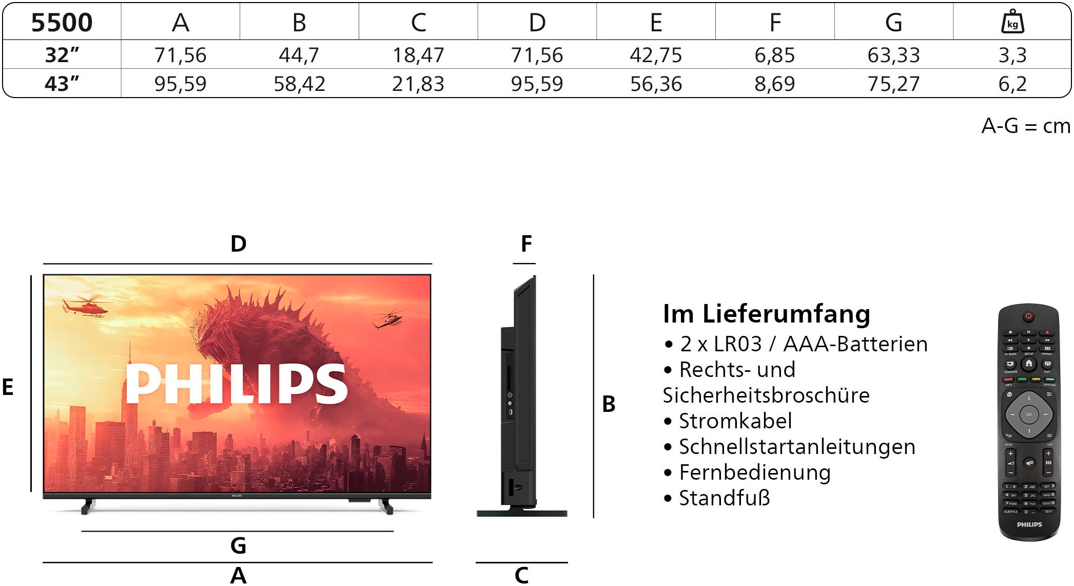 Philips LED-Fernseher »43PFS5500/12«, Full HD