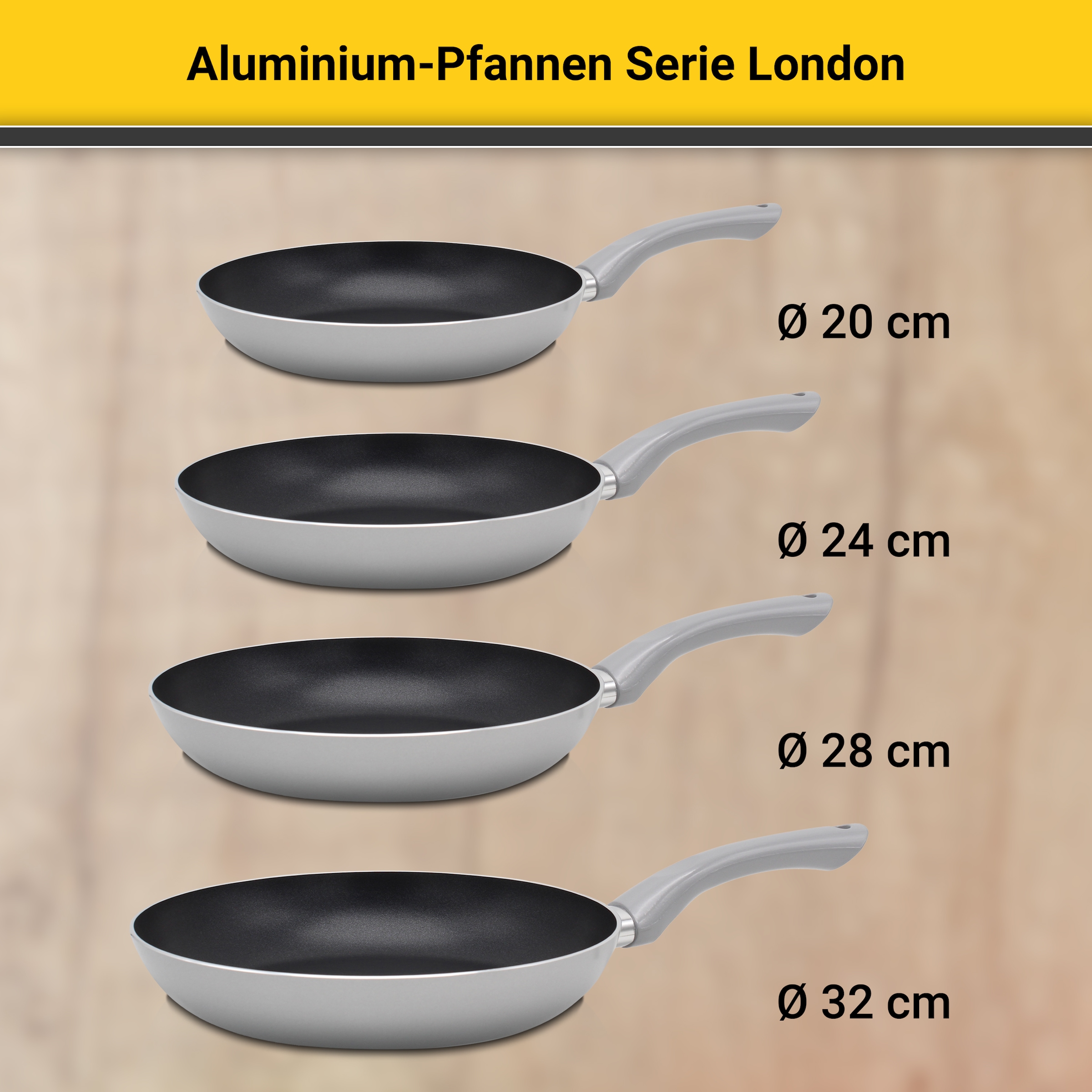 Krüger Bratpfanne »Aluminium Pfanne London«, Aluminium, (1 tlg.), für Induktions-Kochfelder geeignet