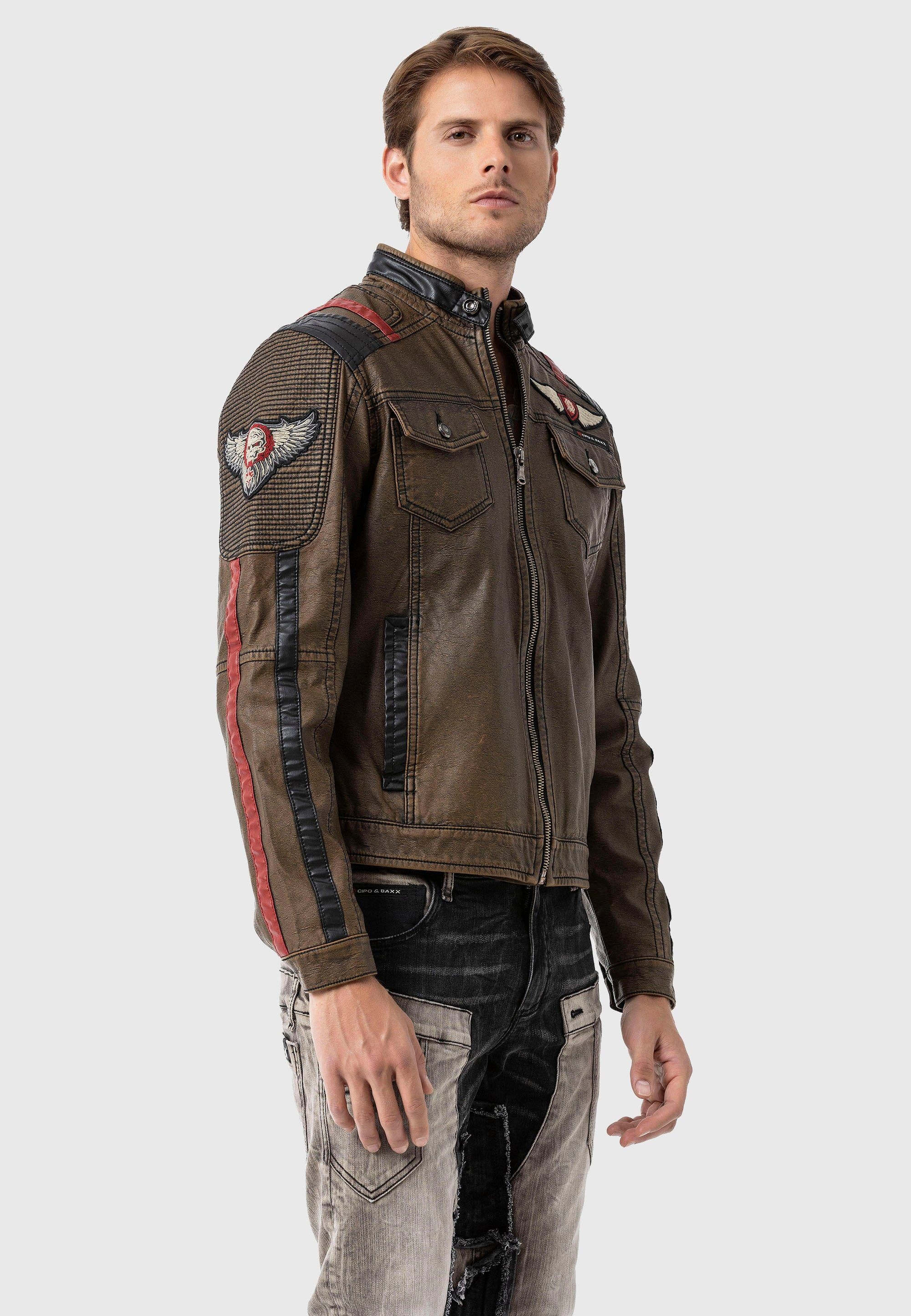 Cipo & Baxx Bikerjacke »Cipo & Baxx Jacke« ohne Kapuze im Biker-Look