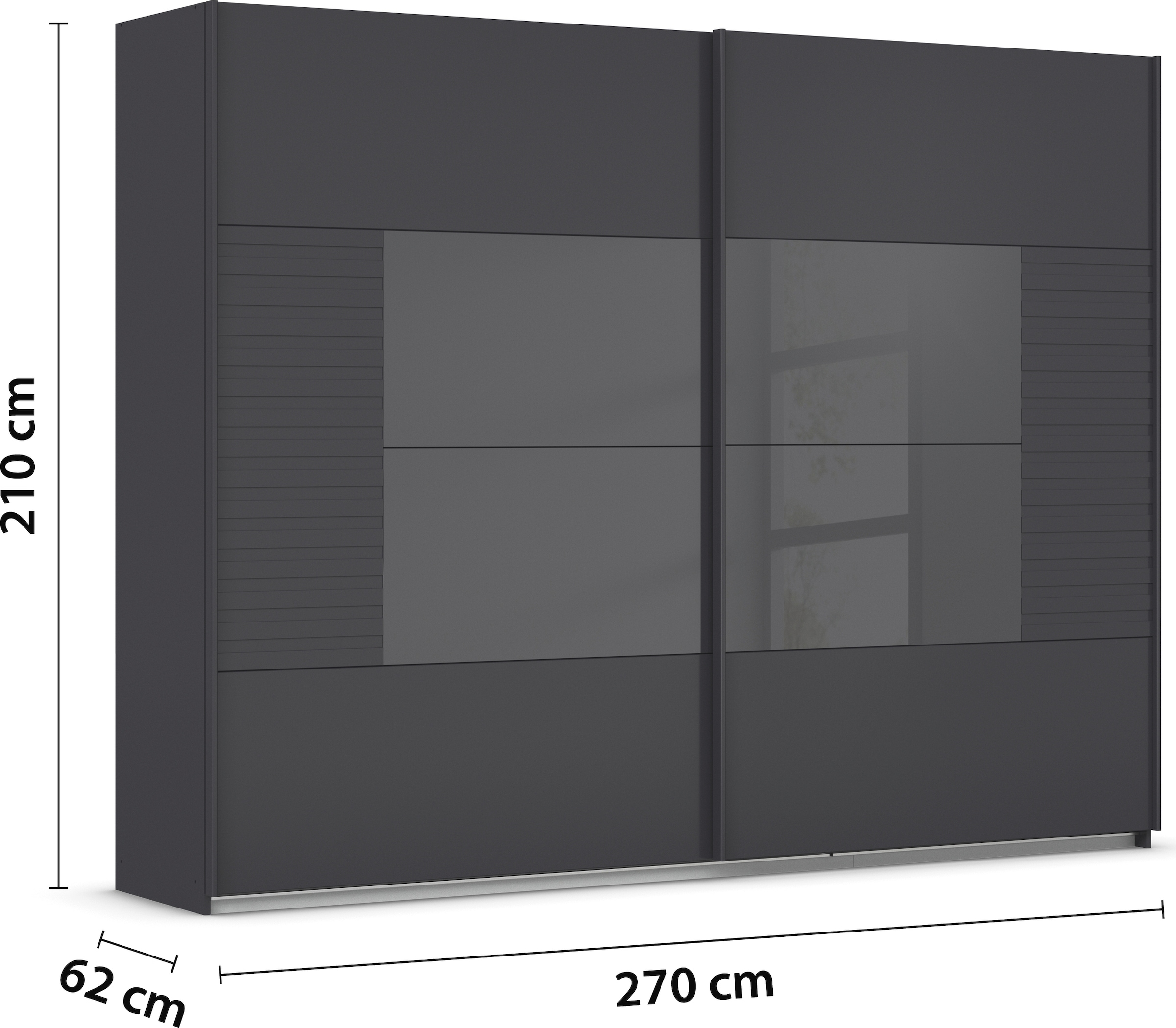 rauch Schwebetürenschrank »Kleiderschrank Schrank Garderobe Schlafzimmerschrank RUGA«, Auflagen in moderner Lamellen-Optik, mit Glasauflagen MADE IN GERMANY