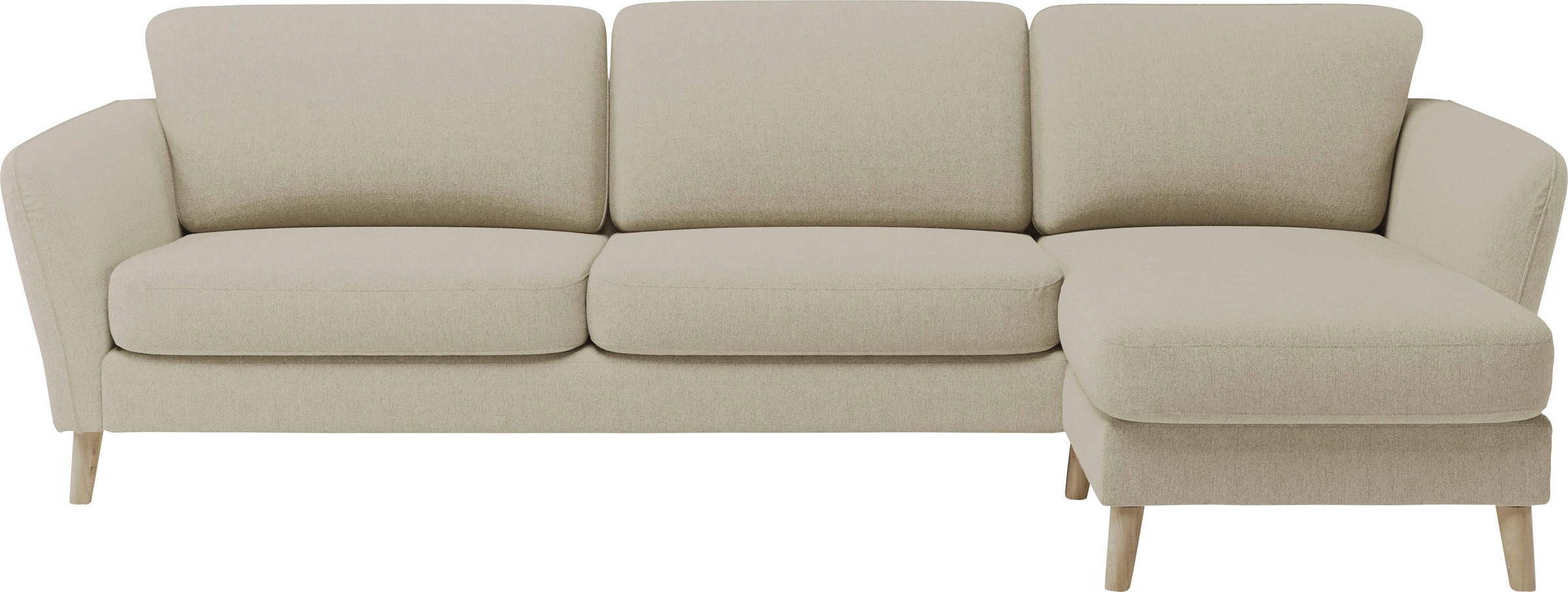 Home affaire Ecksofa »MARSEILLE (279/152cm),L-Form, Rec. rechts/links, verschiedene Bezüge«, Massivholzbeine Eiche, Landhausstil, Wellenunterfederung