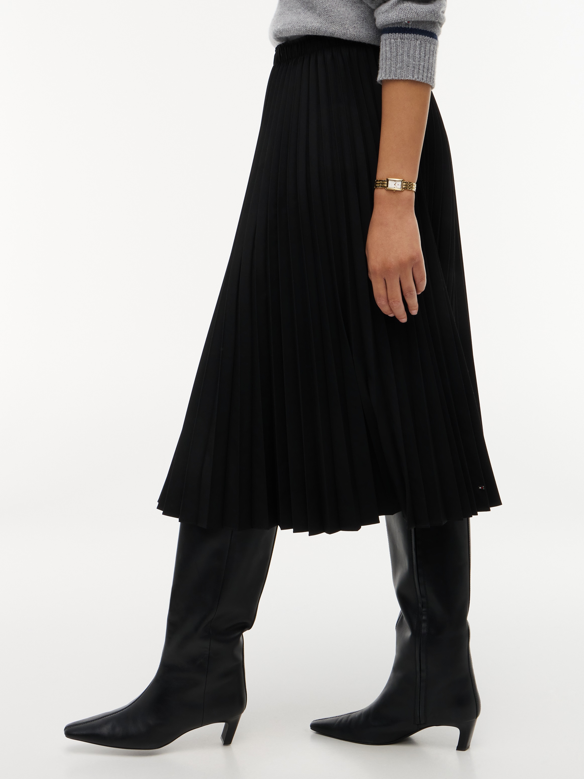 Tommy Hilfiger Plisseerock »VISCOSE ELASTIC PLEAT MIDI SKIRT« Materialmix, Plissee Falten