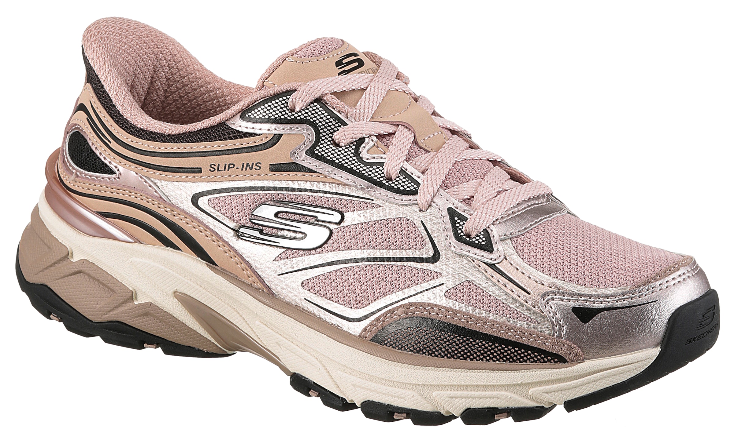 Skechers Slip-On Sneaker »STAMINA SPORT«, Retro Sneaker, Schnürschuh mit Metallic-Besätzen