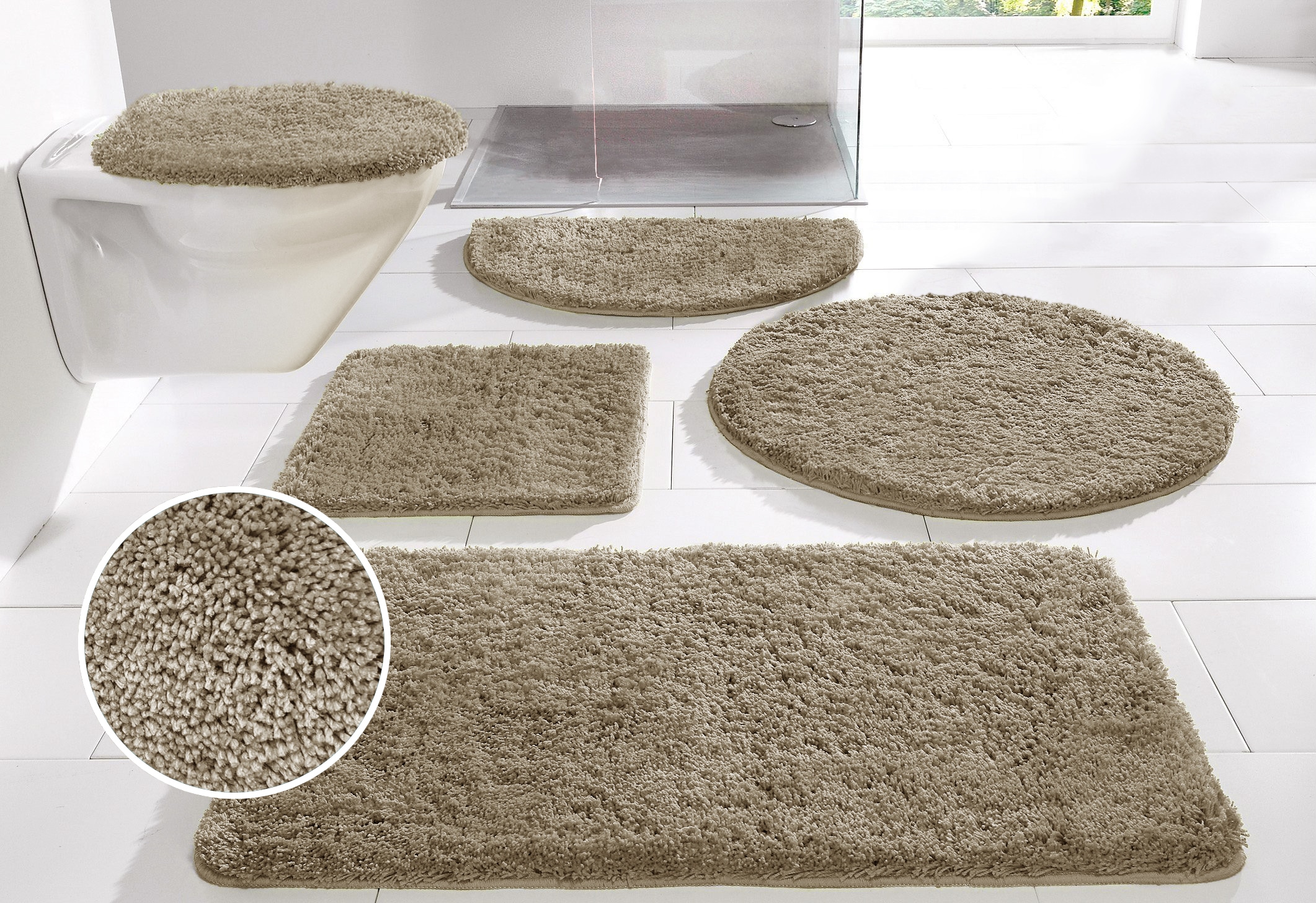 OTTO home Badematte »Inga, Badezimmer Teppich, Badvorleger« Höhe 20 mm rutschhemmend beschichtet fußbodenheizungsgeeignet | schnell trocknend | strapazierfähig Badteppich, unifarben, weich, als halbrund und rechteckig erhältlich