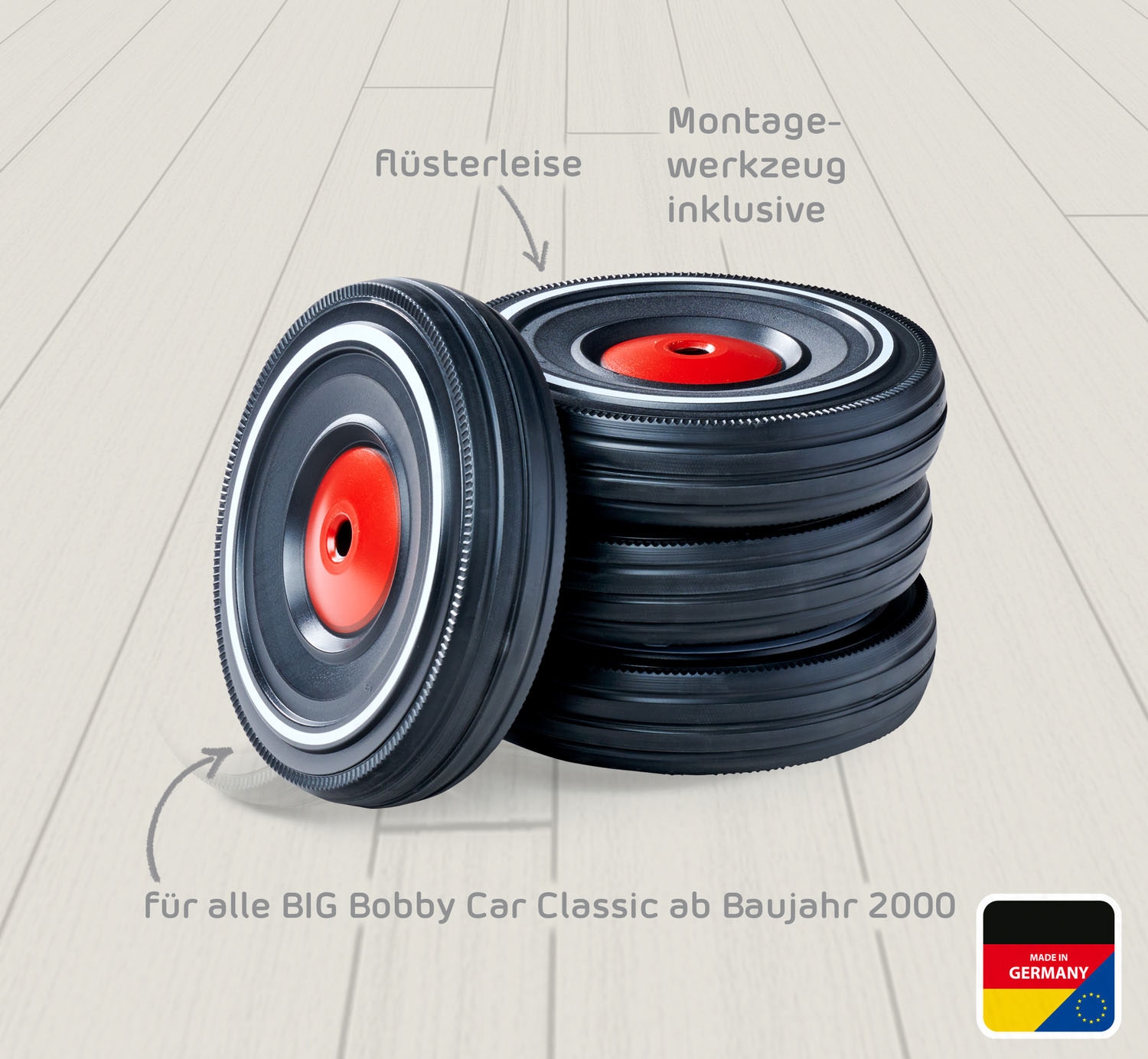 BIG Rutscherauto »BIG Bobby Car Whisper Wheels« Passend für alle BIG Bobby Car Classic, Made in Germany
