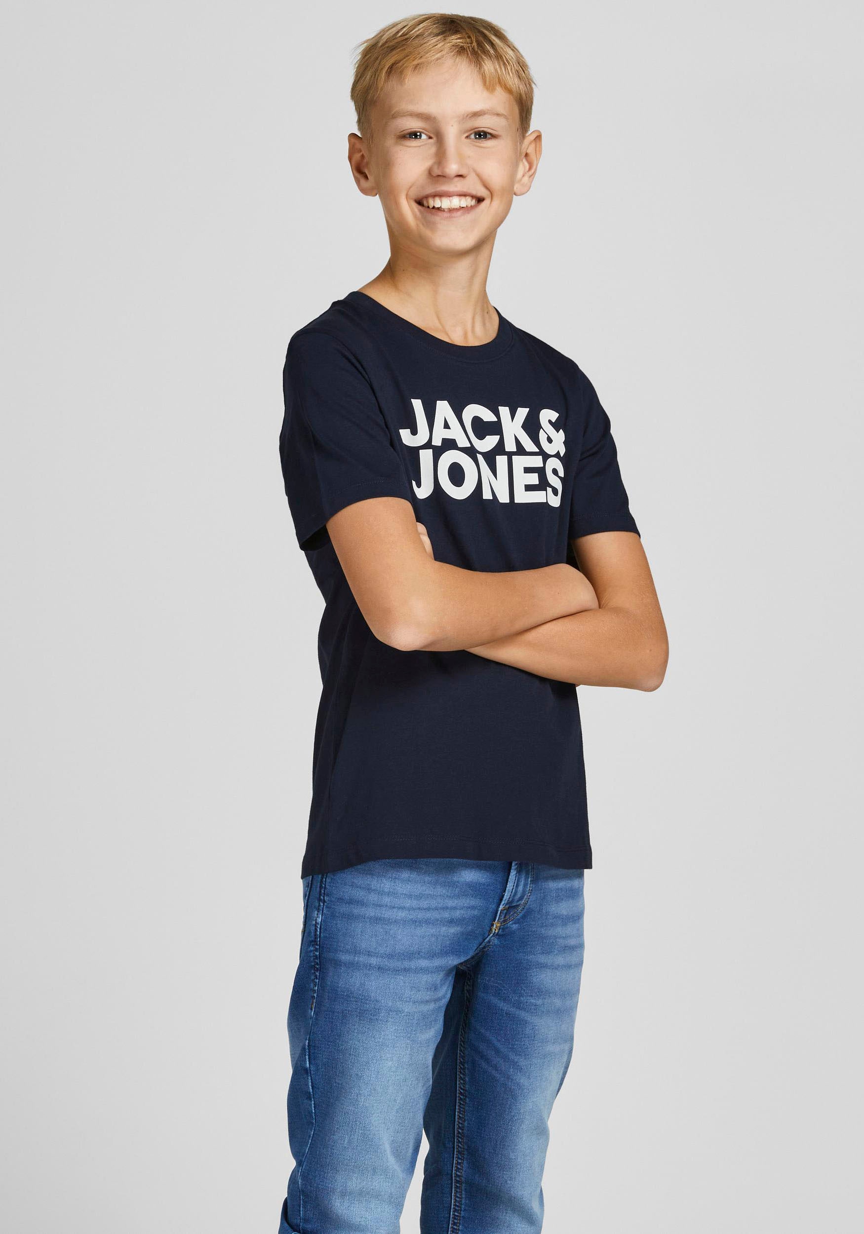 Jack & Jones Junior Rundhalsshirt »JJECORP LOGO TEE SS CREW NE 2PK NOOS JNR«